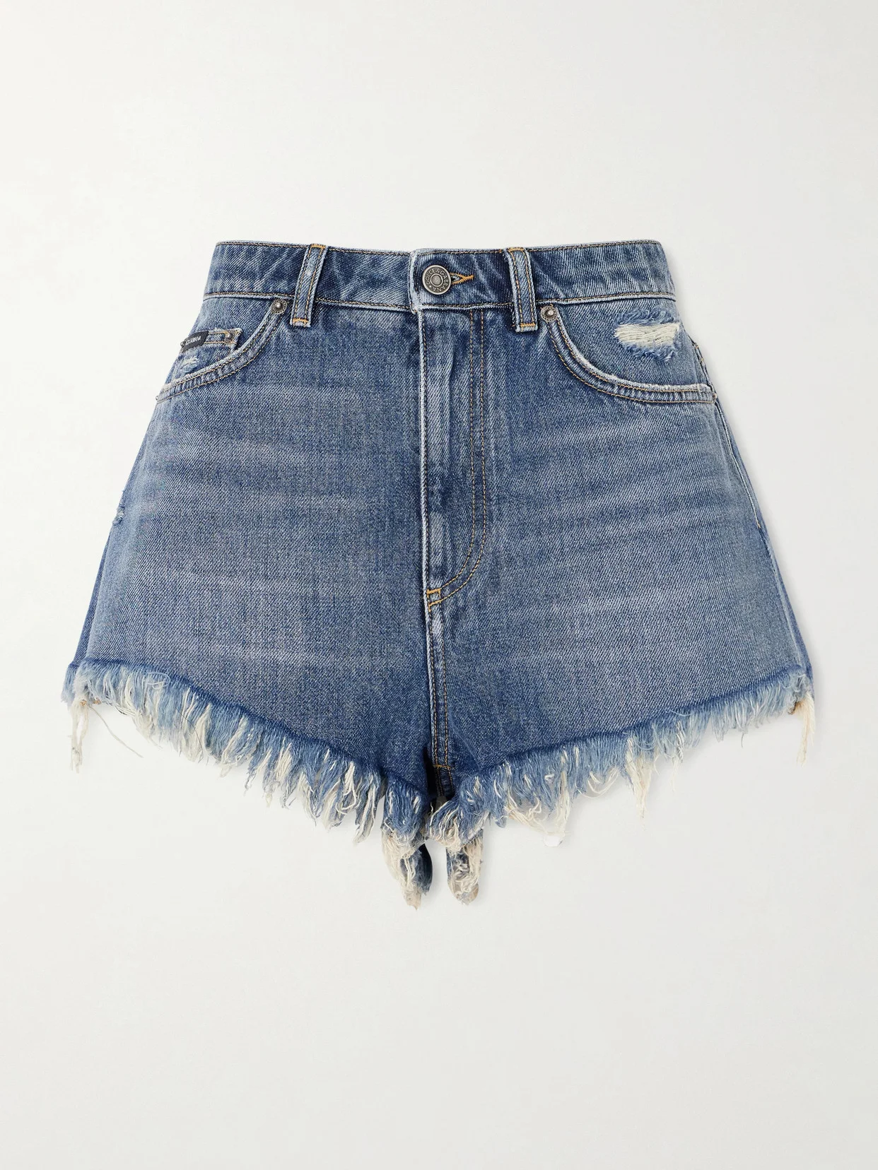 Frayed Denim Shorts - 1