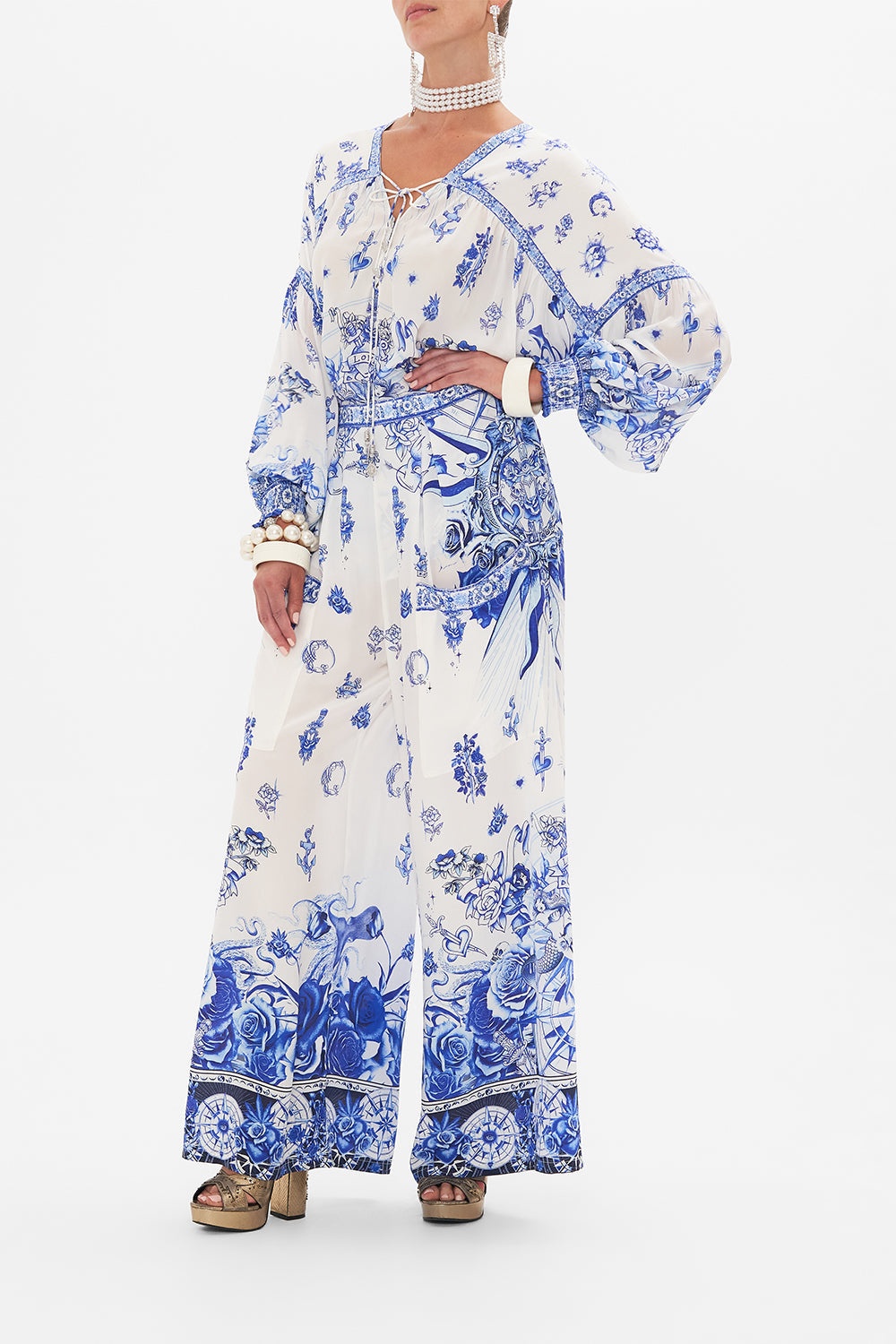 WIDE LEG TROUSER WITH FRONT POCKETS - 4
