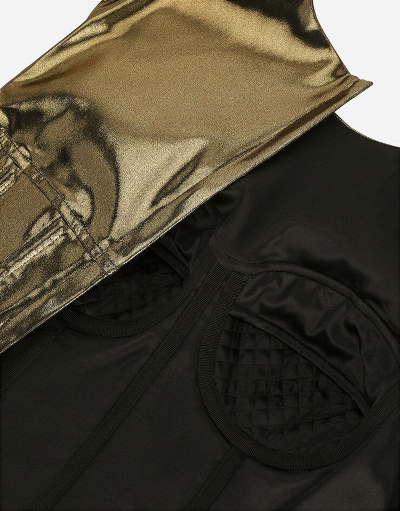 Short foiled satin corset top 6