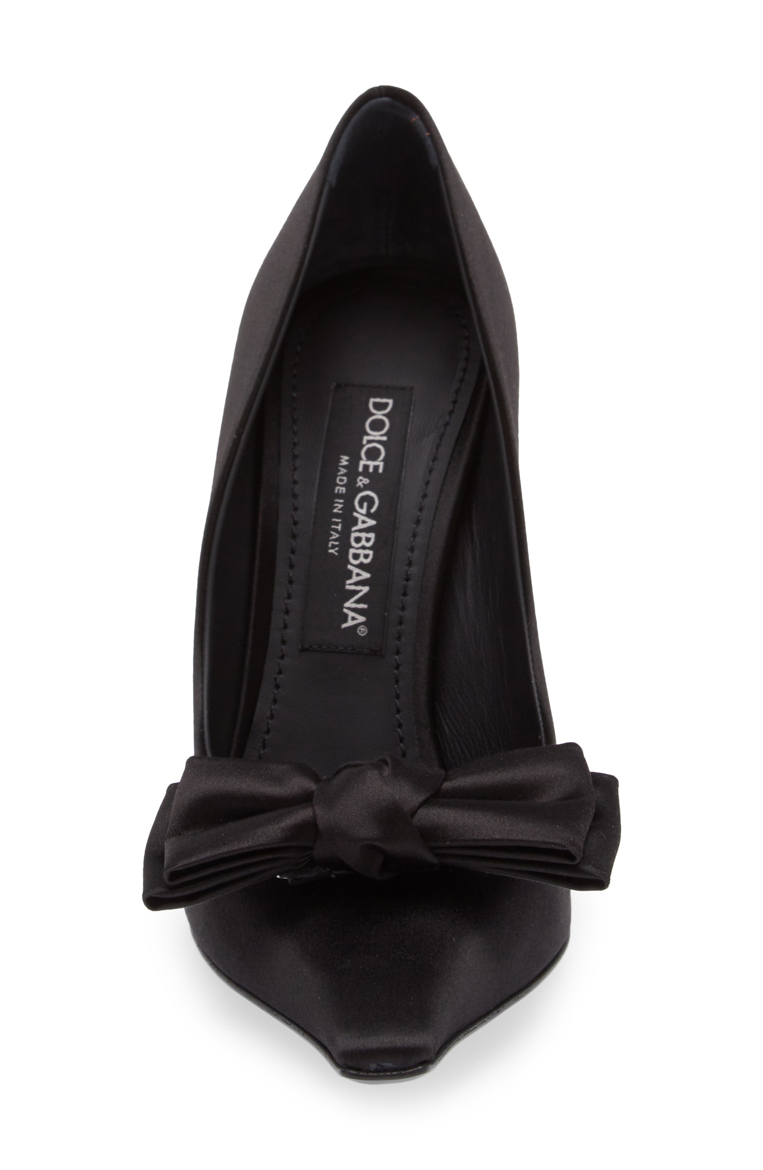 Dolce&Gabbana Mun Bow Satin Pump in Nero/Nero at Nordstrom - 4