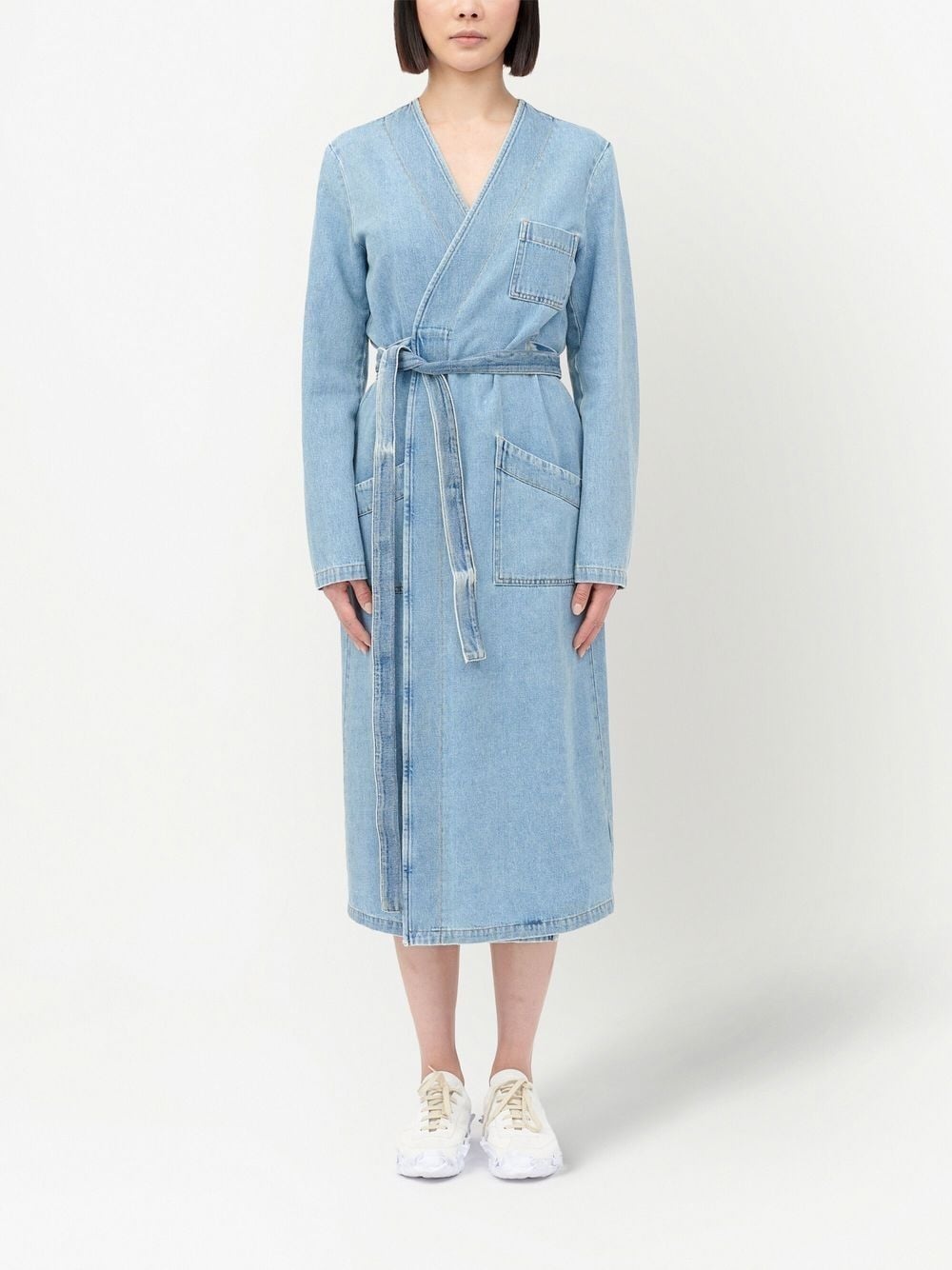 denim belted trench coat - 2