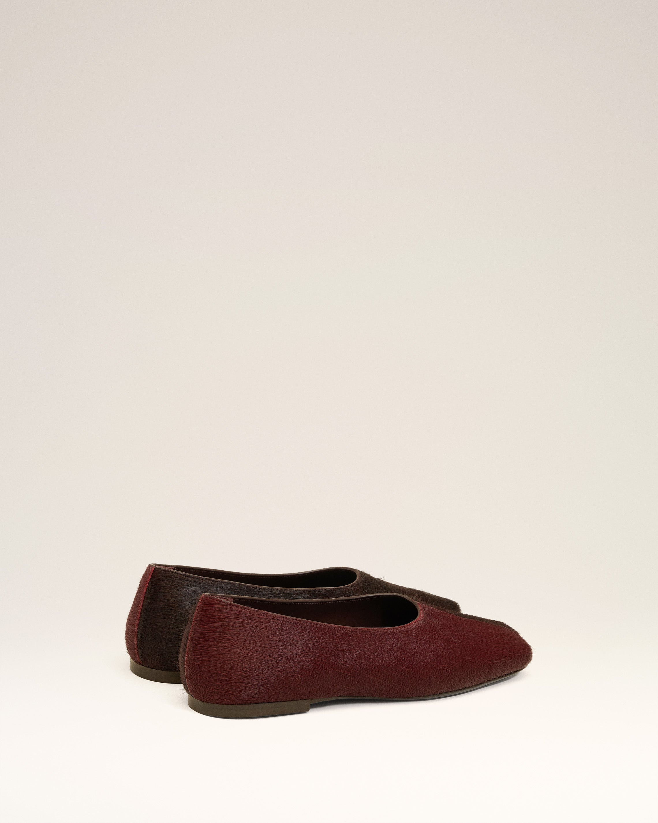 BURGUNDY LEATHER BICOLOR FLAT SHOES - 4