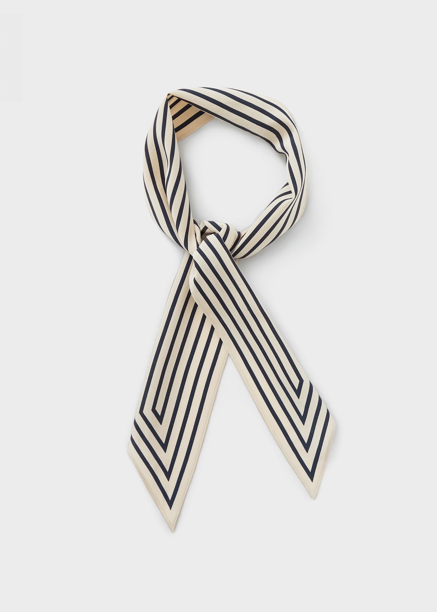 Signature monogram silk ribbon scarf creme - 2