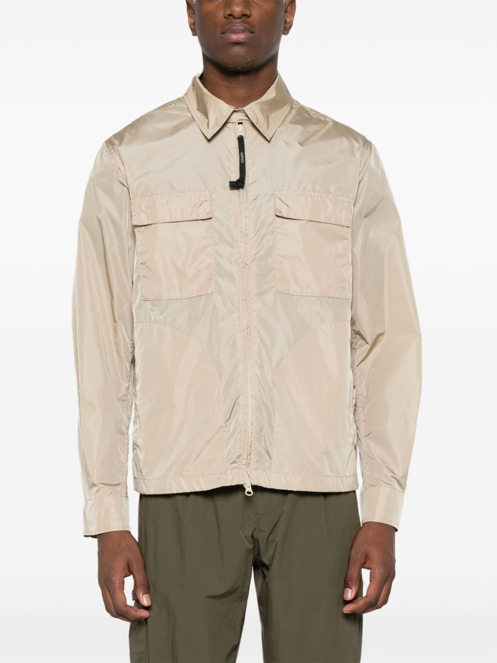 logo-print lightweight shirt jacket - 3