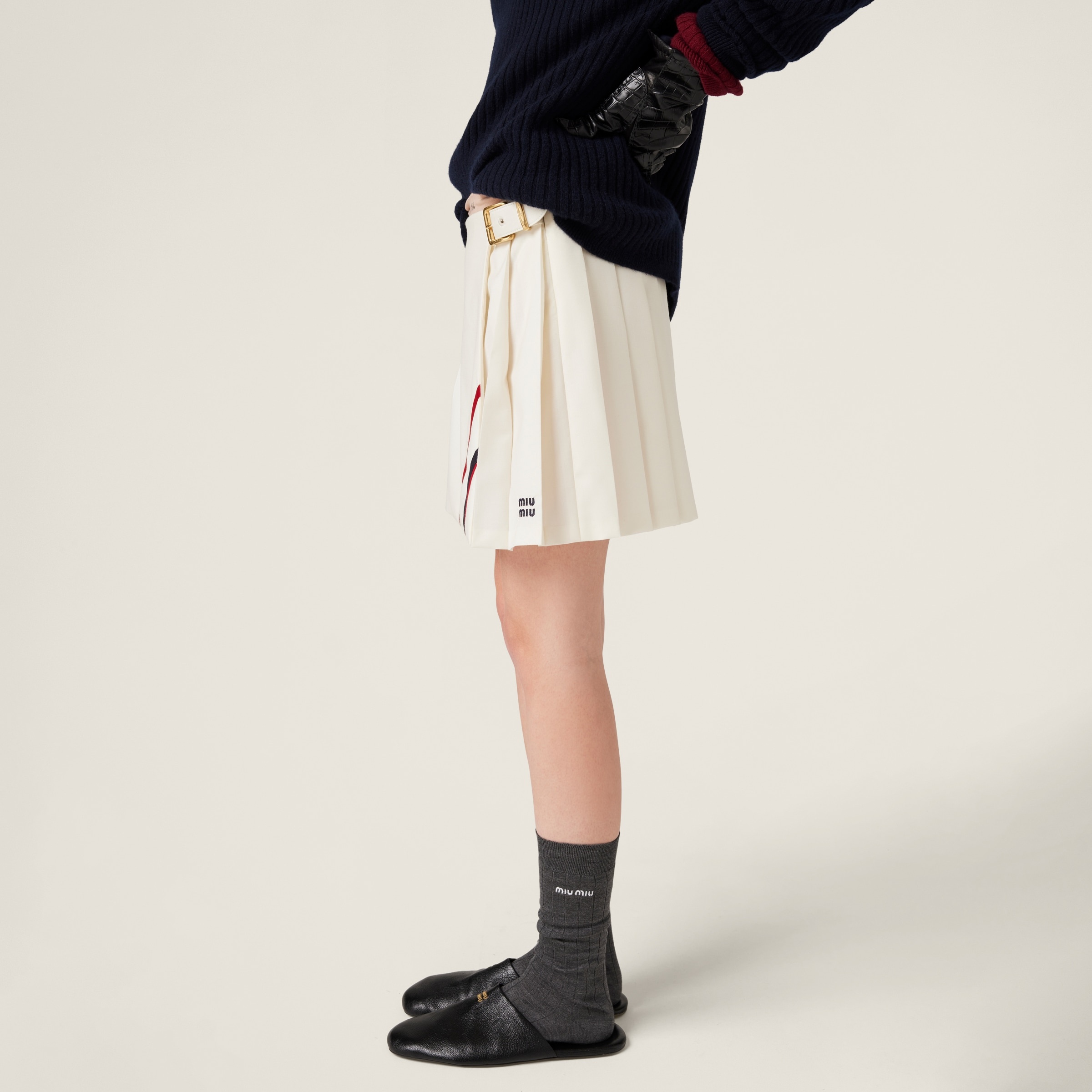 Pleated mohair fabric mini-skirt - 5