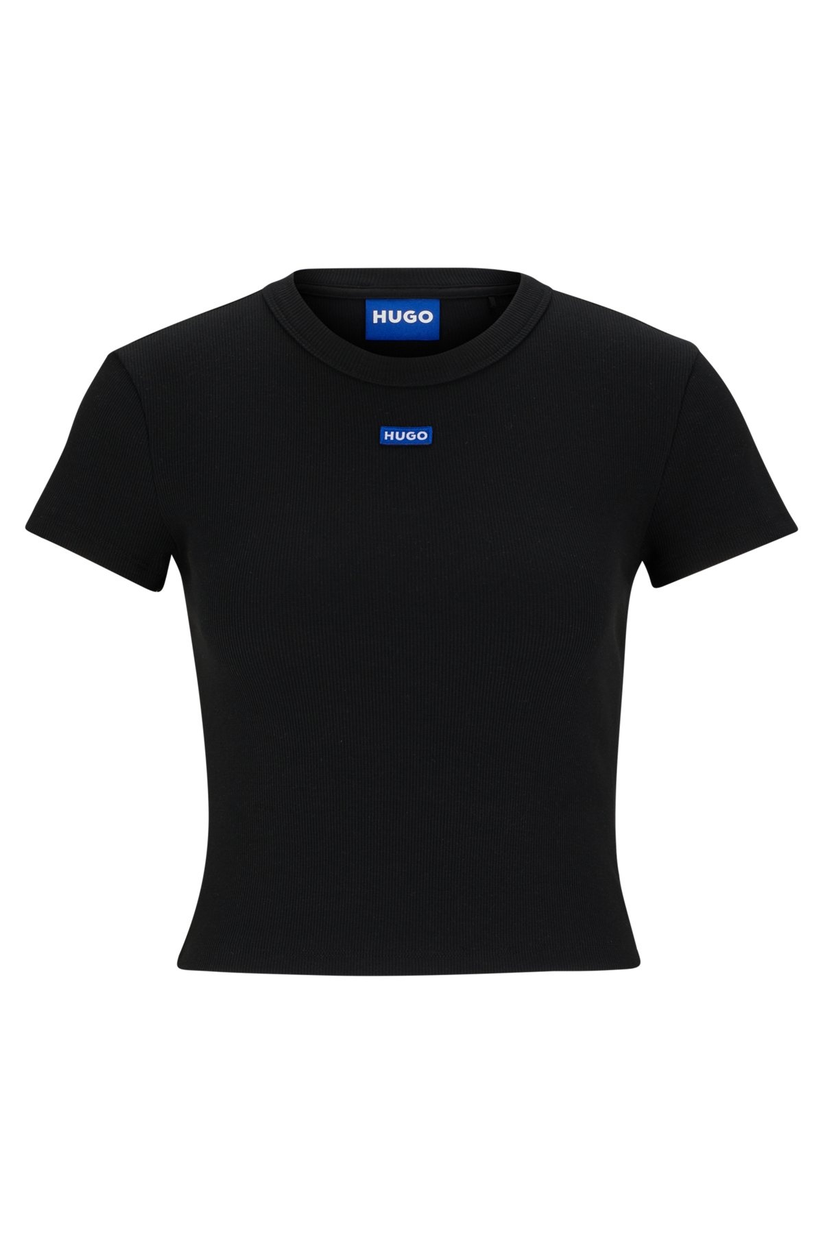 STRETCH-COTTON SLIM-FIT T-SHIRT WITH BLUE LOGO LABEL - 1