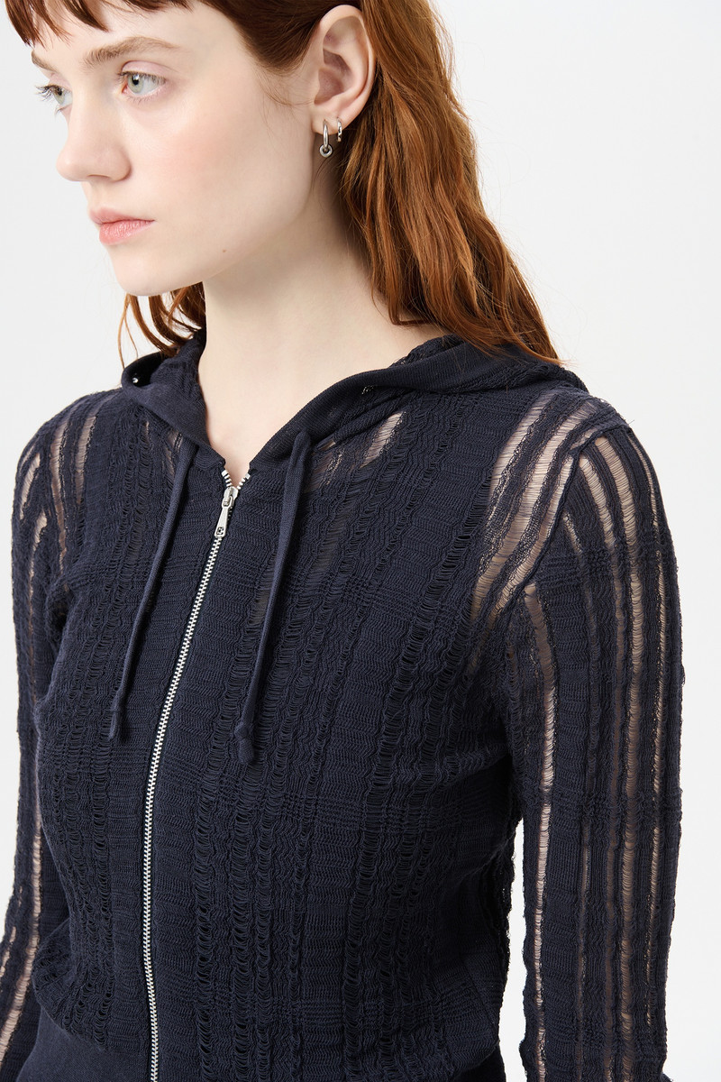 Compact Hood Washed Navy Tech Cotton 4