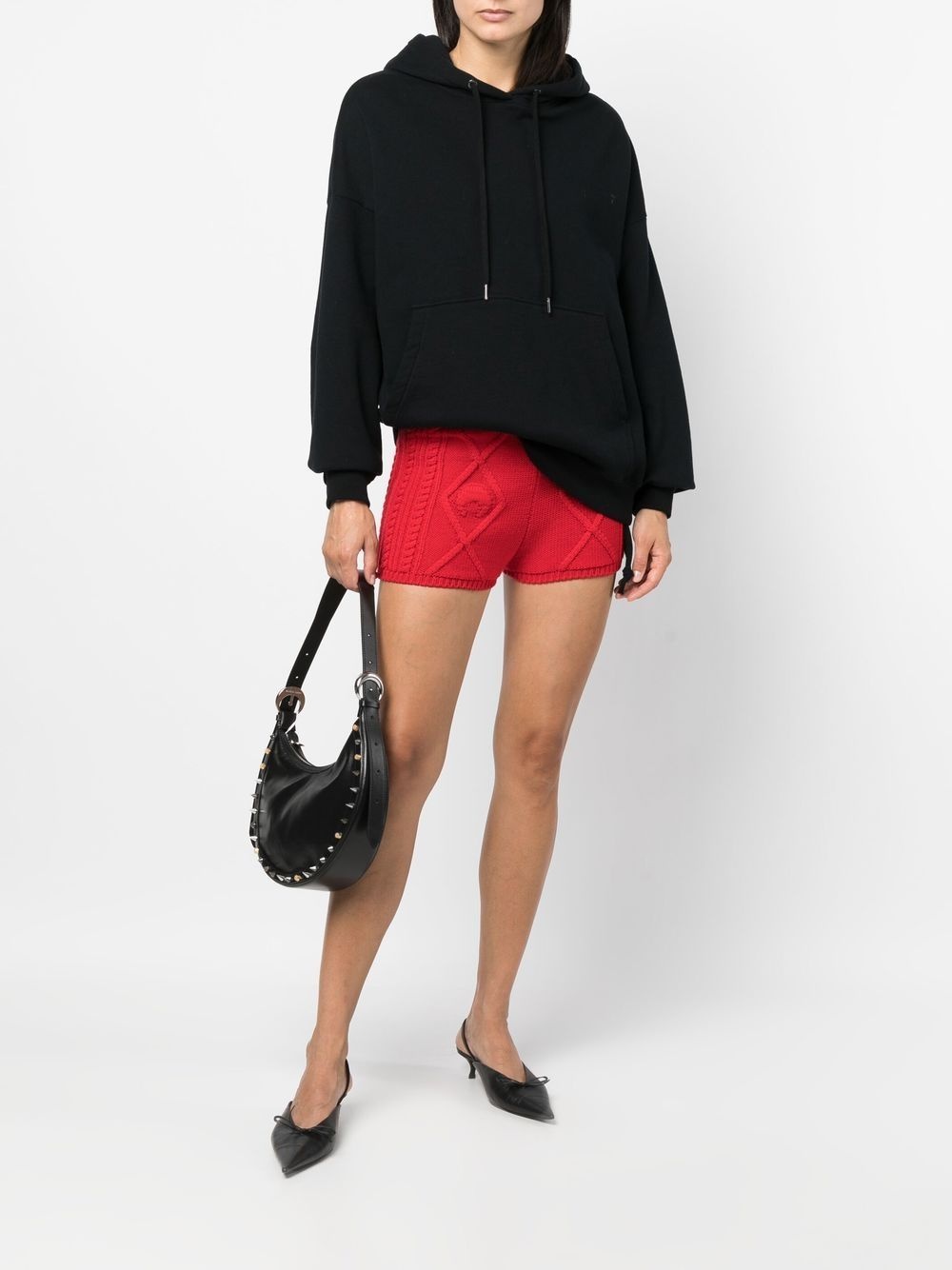 cable knit mini shorts - 2