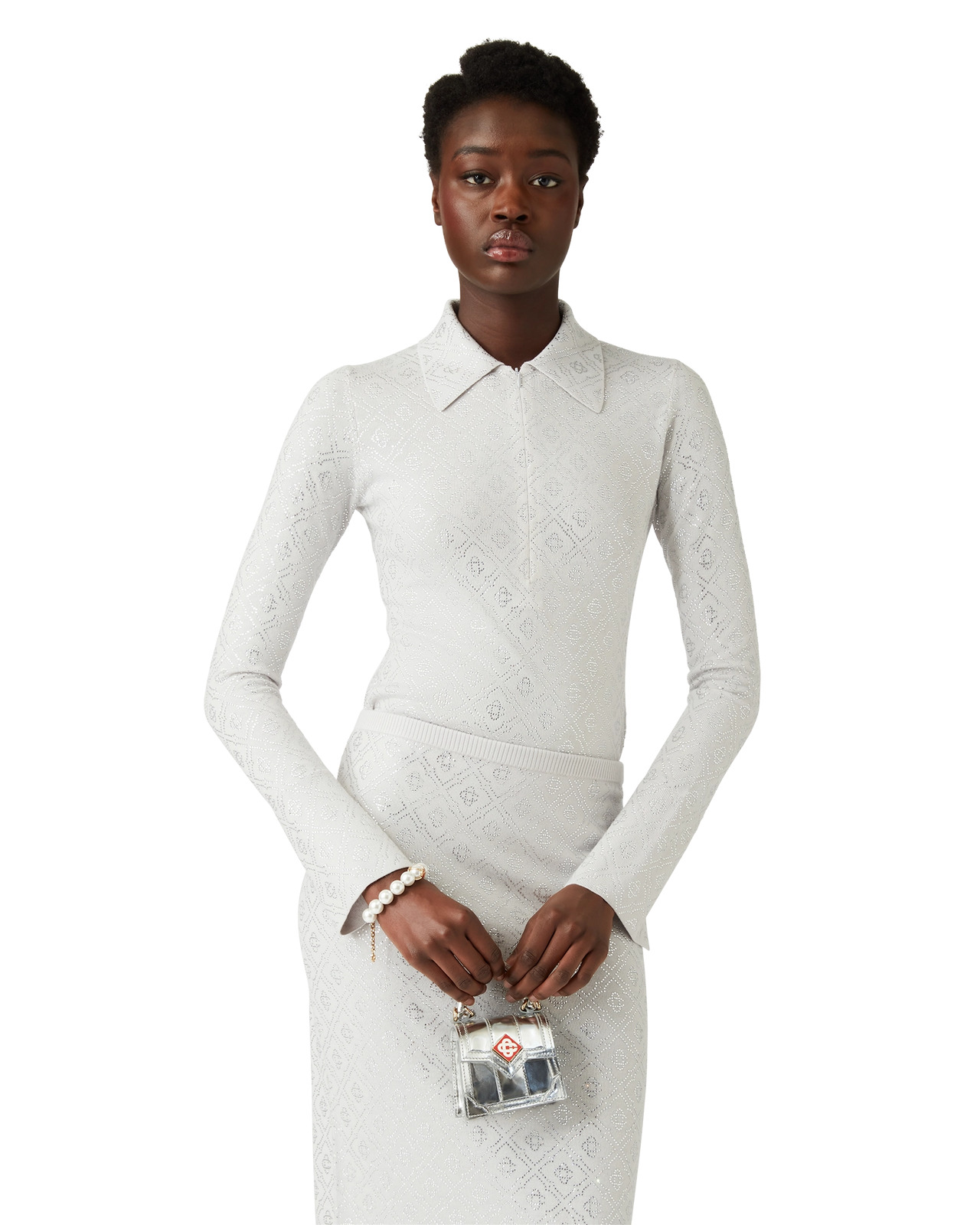 Crystal Monogram Knit Bodysuit | Casablanca Paris - 4