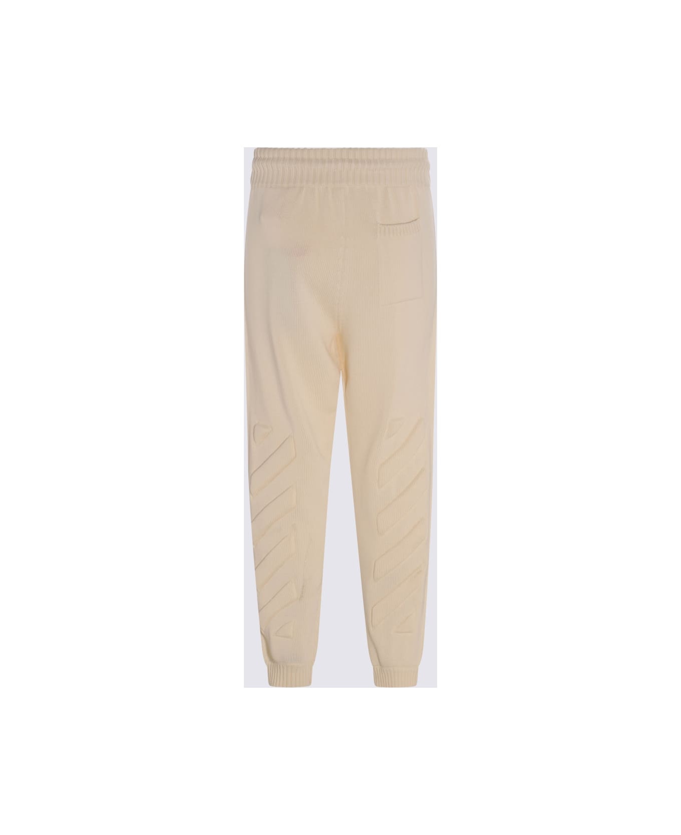 Beige Cotton 3d Diag Track Pants - 2
