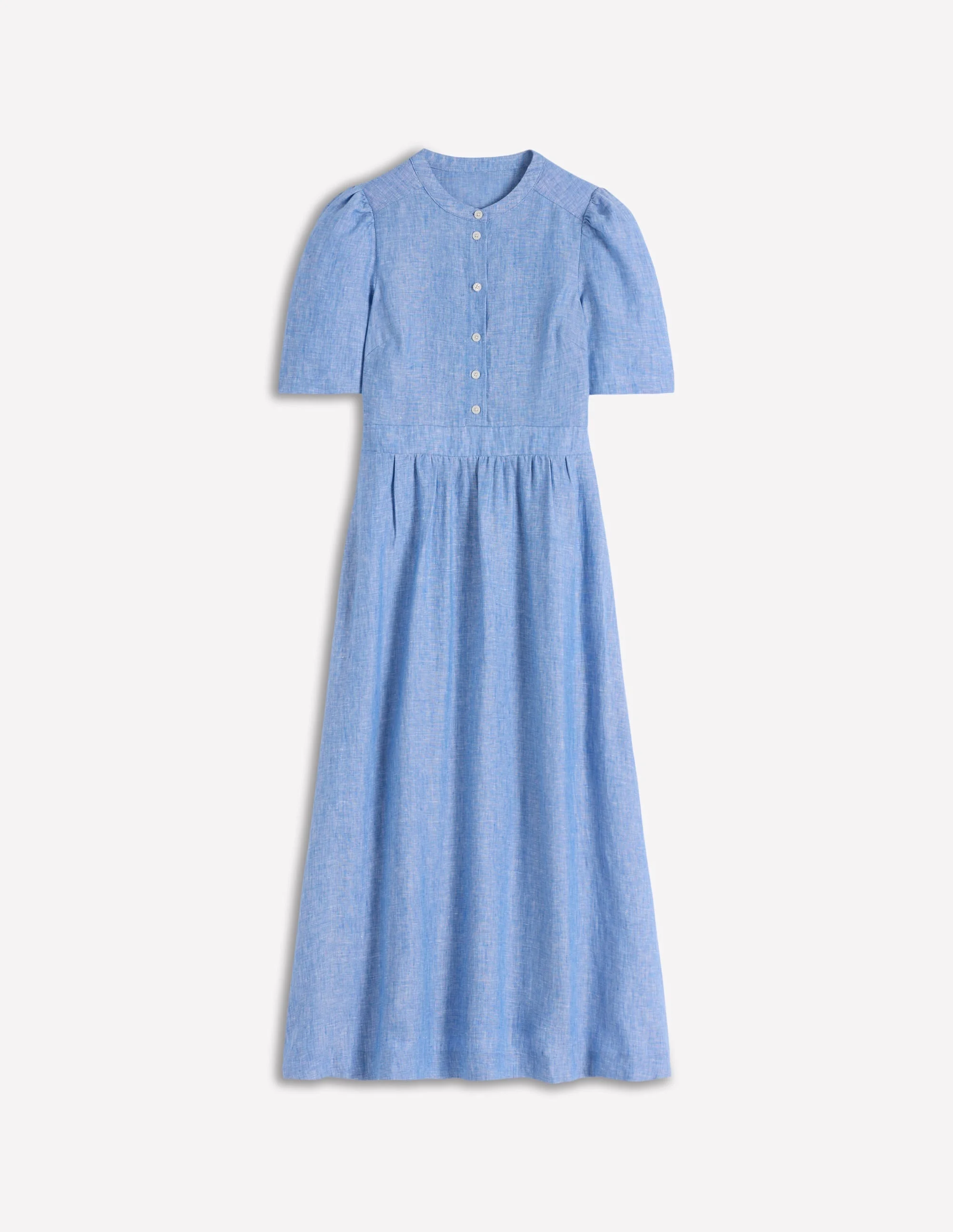 Ivy Linen Midi Dress-Summer Blue Chambray - 1