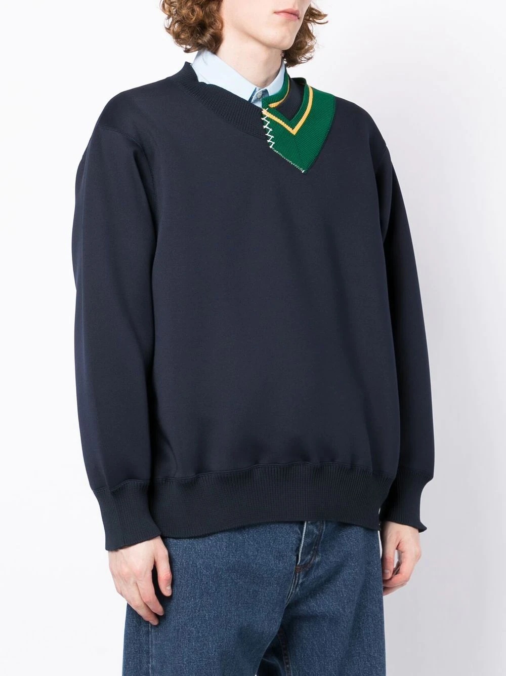 contrasting-collar detail sweatshirt - 3