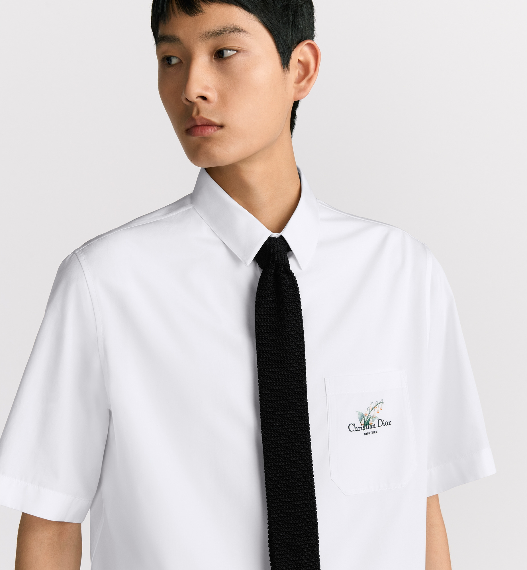 Short-Sleeved Shirt with Christian Dior Couture Lily of the Valley Embroidery - 4