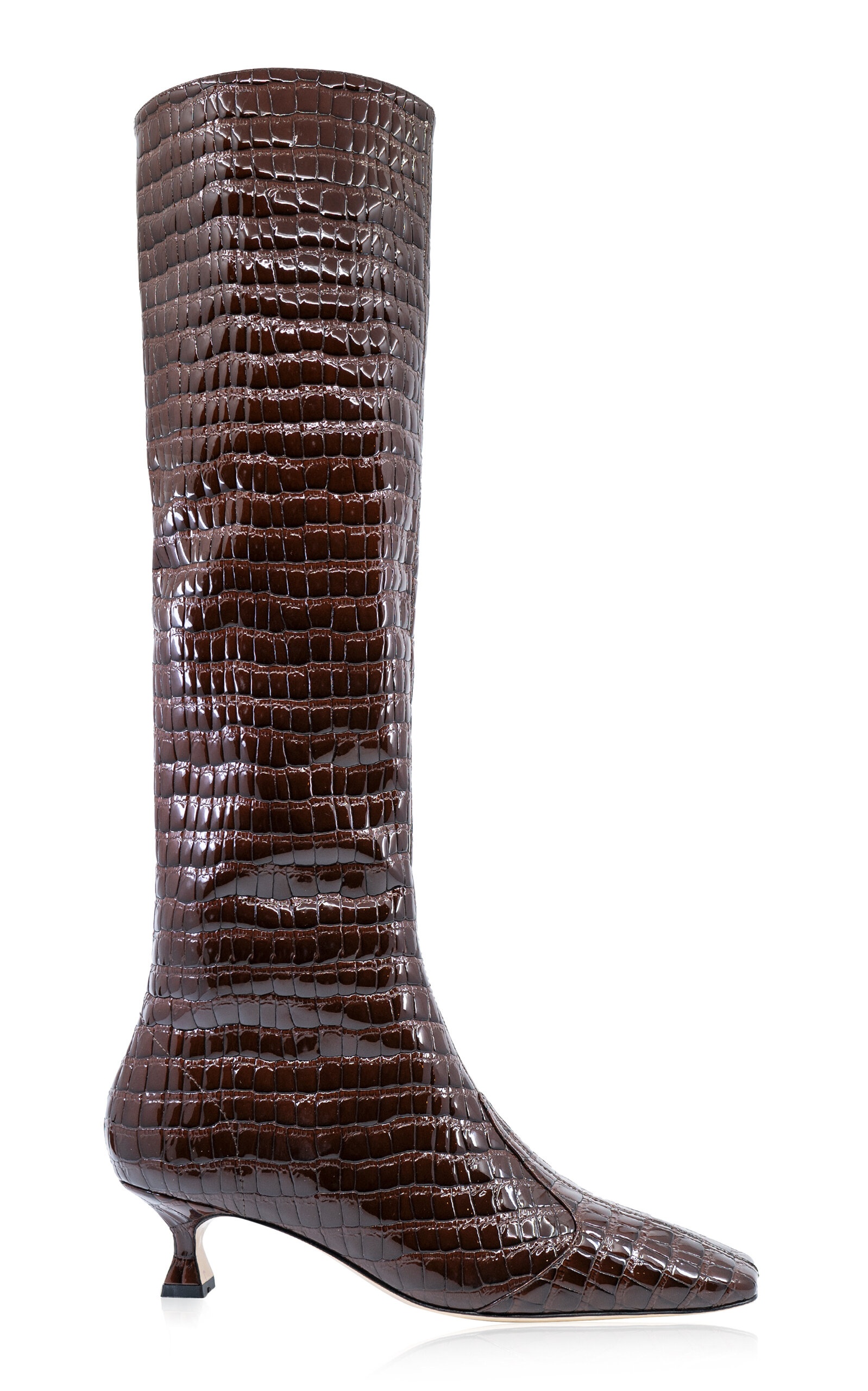 Maverick Croc-Embossed Leather Boots burgundy - 1