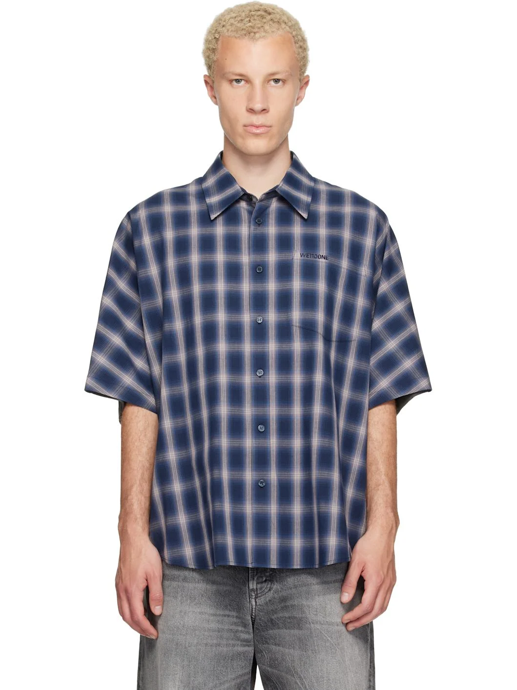Blue Dolman Short-Sleeved Shirt - 1