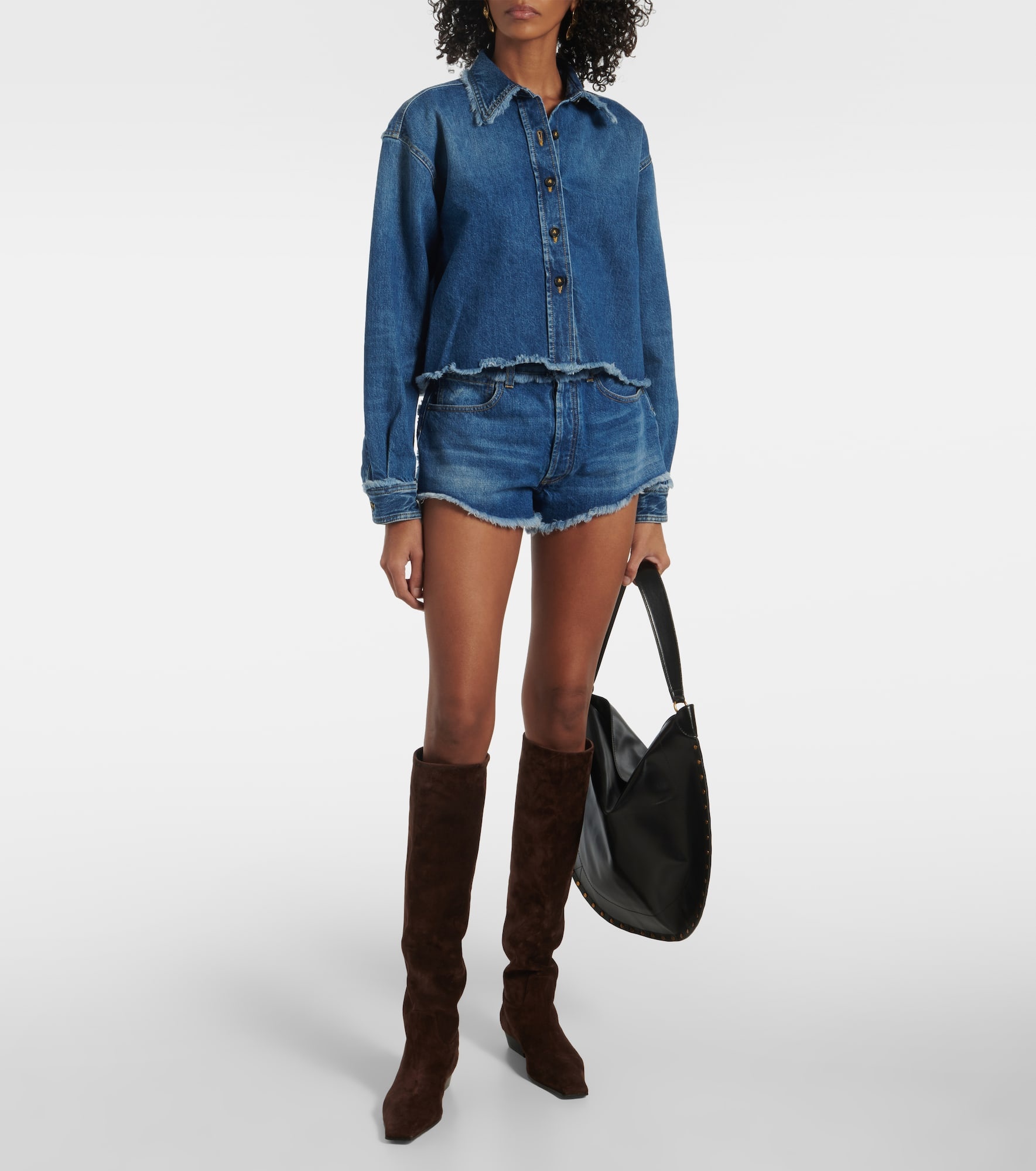 Fringed denim shorts - 2