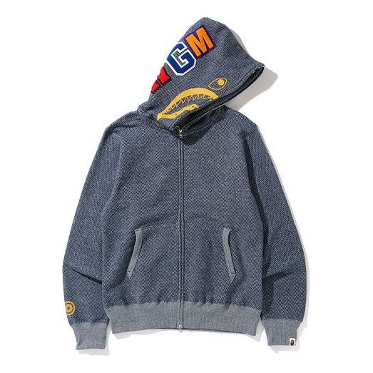 A Bathing Ape Shark Full Zip Hoodie 'Grey Blue' 0ZXSWM115002E - 1