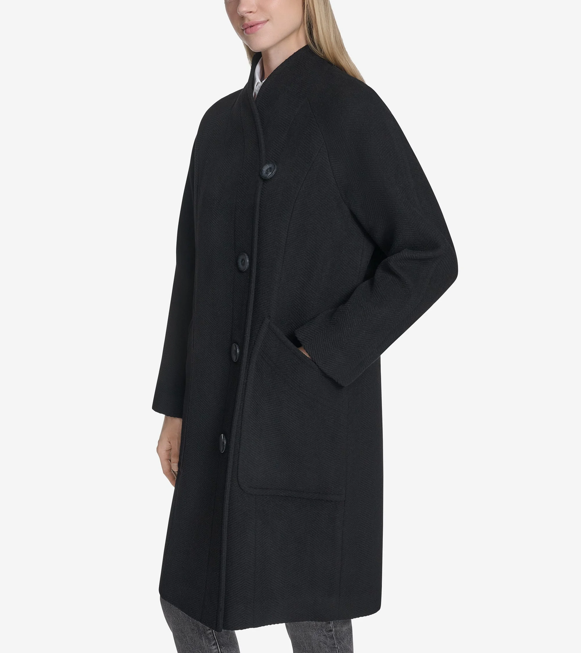 Women's Chevron Wool Coat - 1