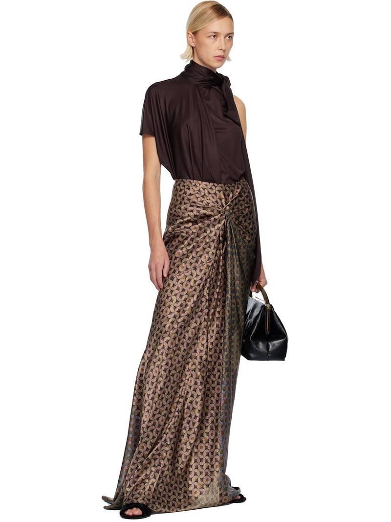 Dries Van Noten Burgundy Draped Maxi Skirt outlook