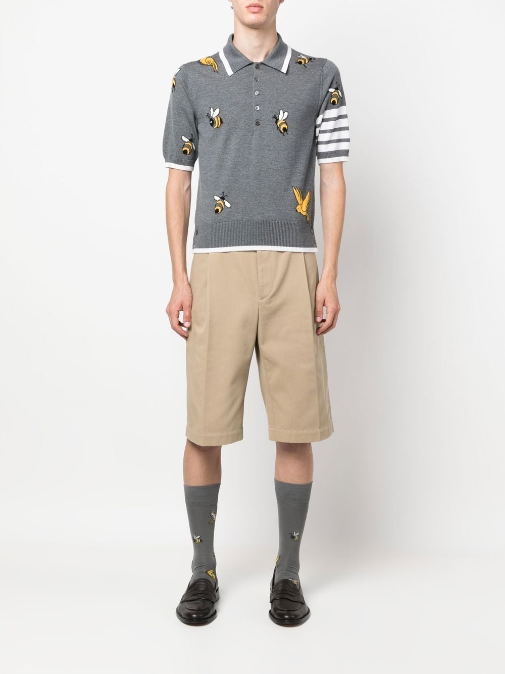 4-Bar intarsia-knit polo shirt - 2