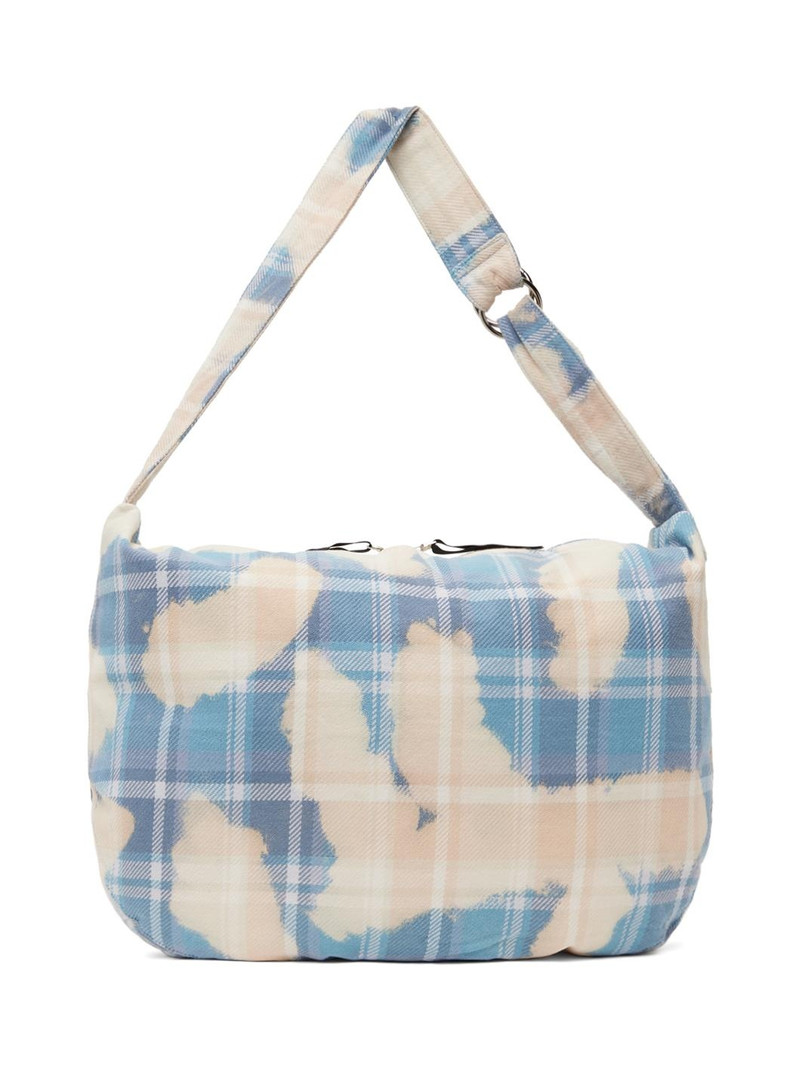 Off-White & Blue Bleached Bape Check Furoshiki Bag 1