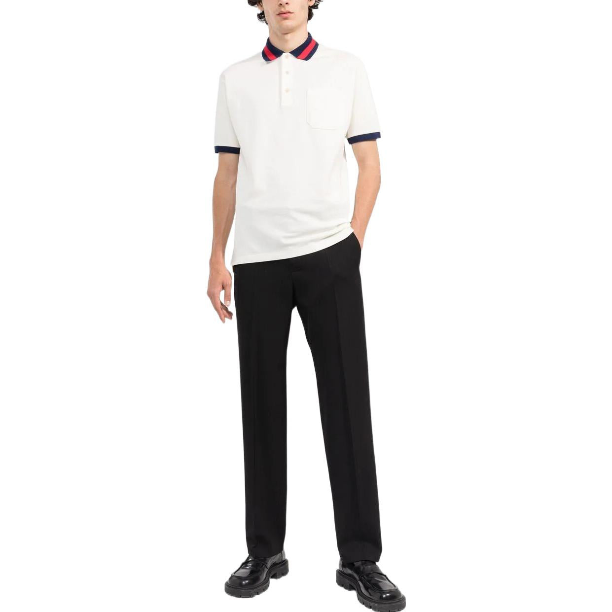 Gucci Cotton Piquet Polo With Web Collar 'Ivory' 701735-XJELJ-9750 - 2