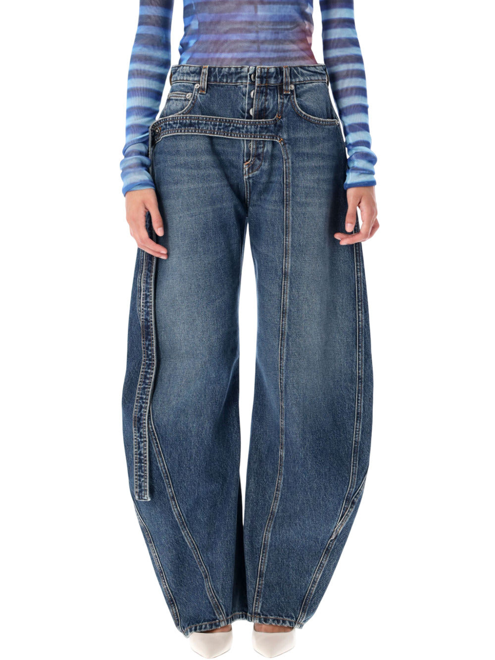 Jean Paul Gaultier Women Low-Waist Jeans With Front Strap Detail - 2
