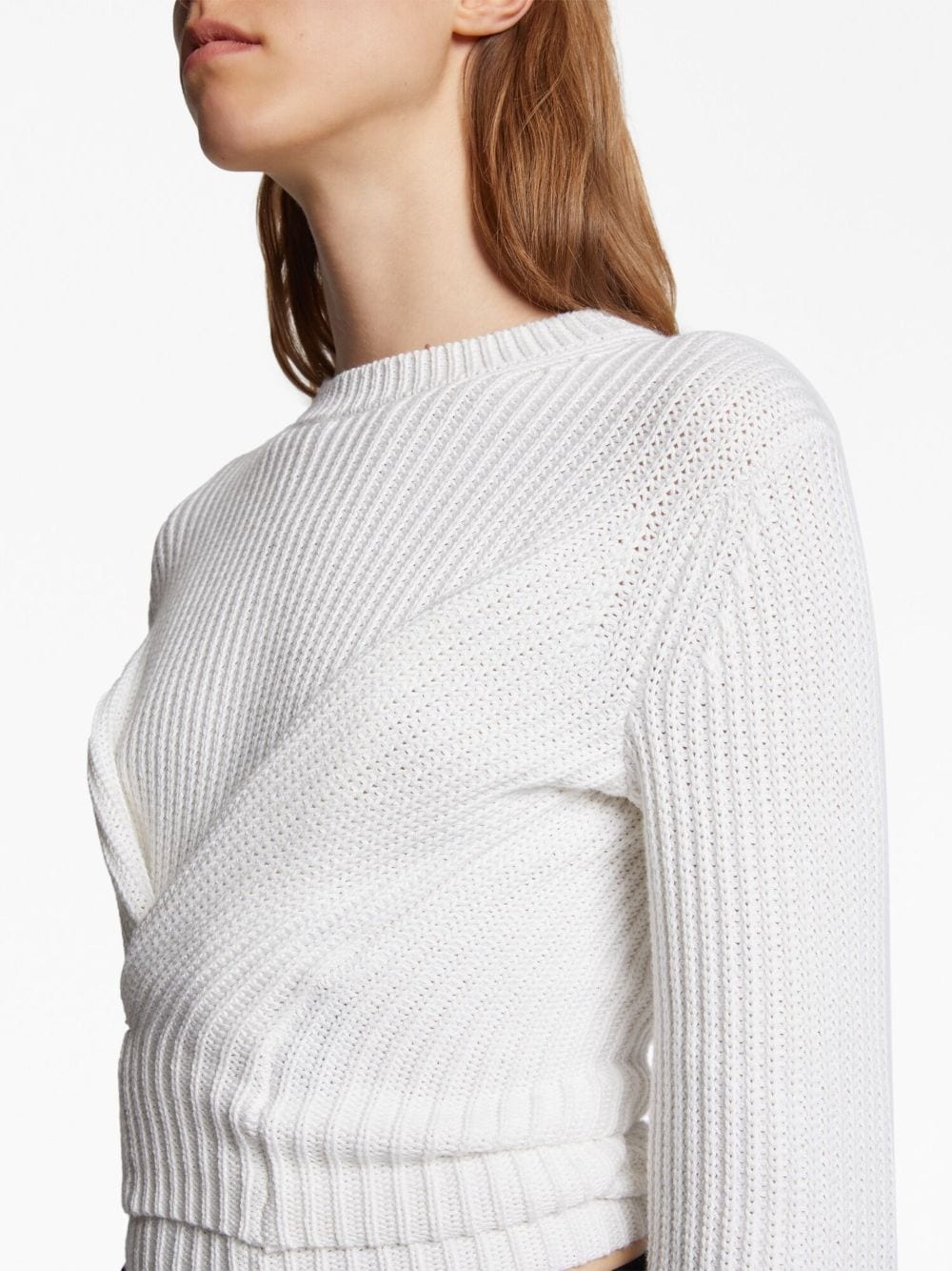 ribbed-knit wrap jumper - 5