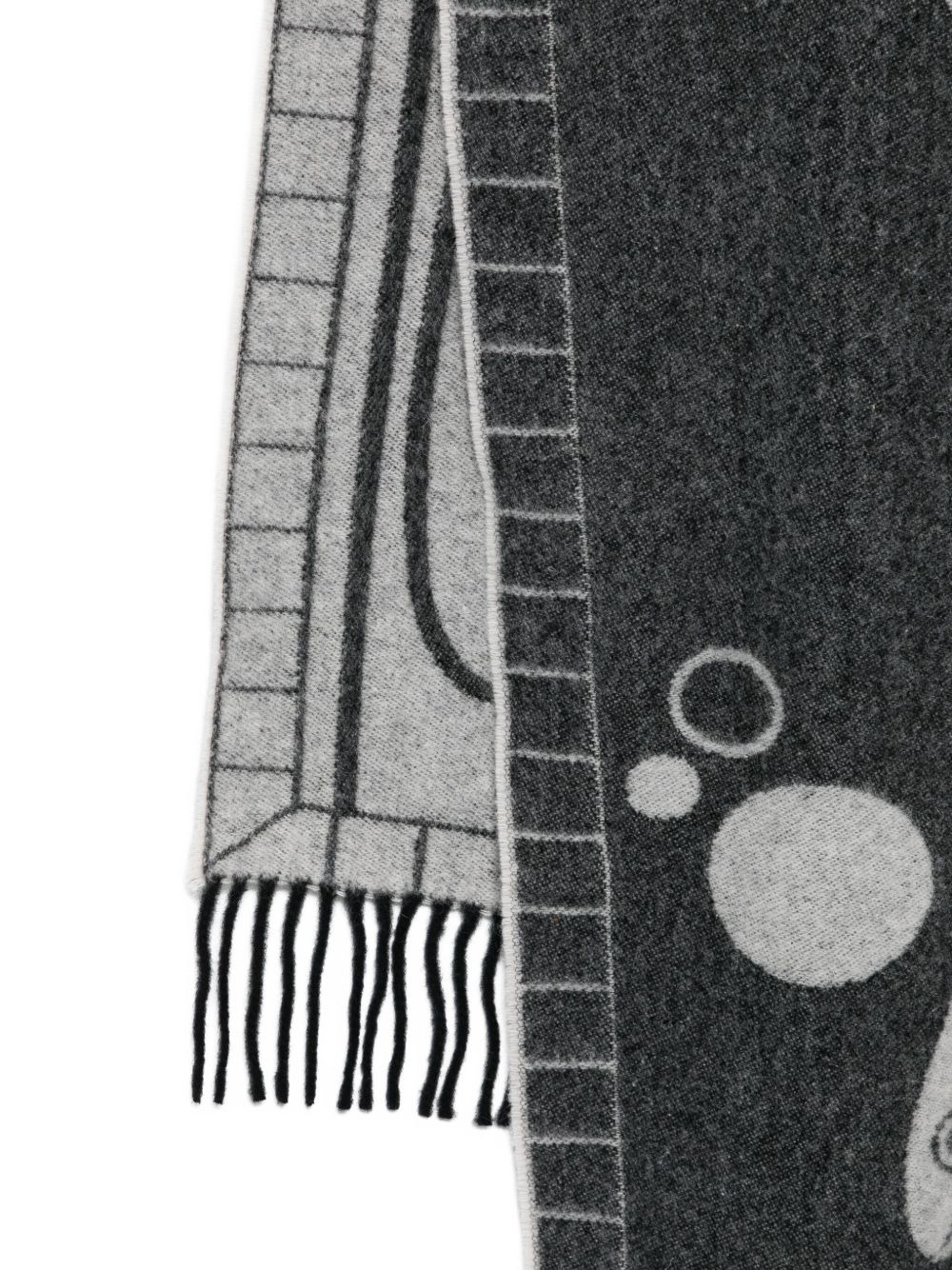 fish-print fringed scarf - 3