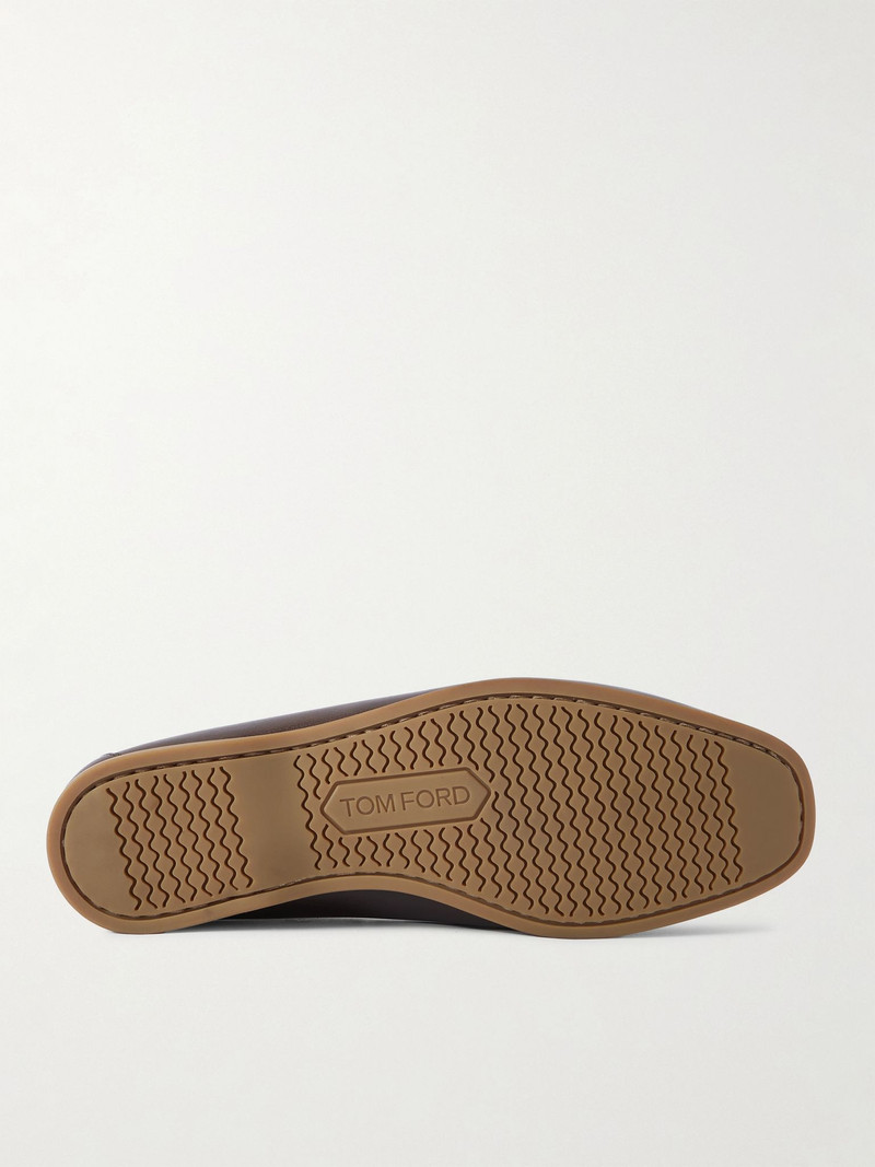 TOM FORD Robin Full-Grain Leather Boat Shoes Brown outlook
