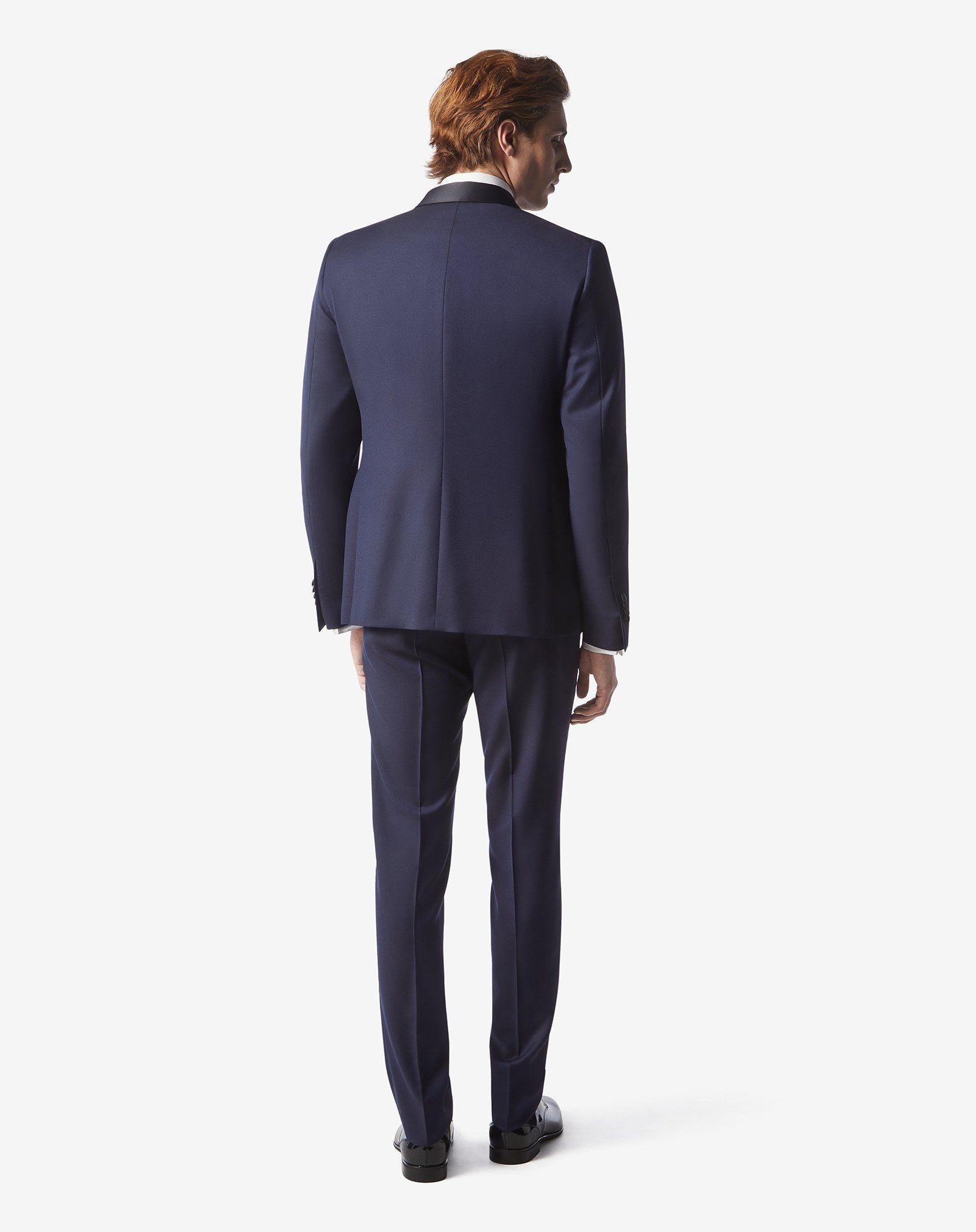 Navy blue S120's wool sablé tuxedo - 4