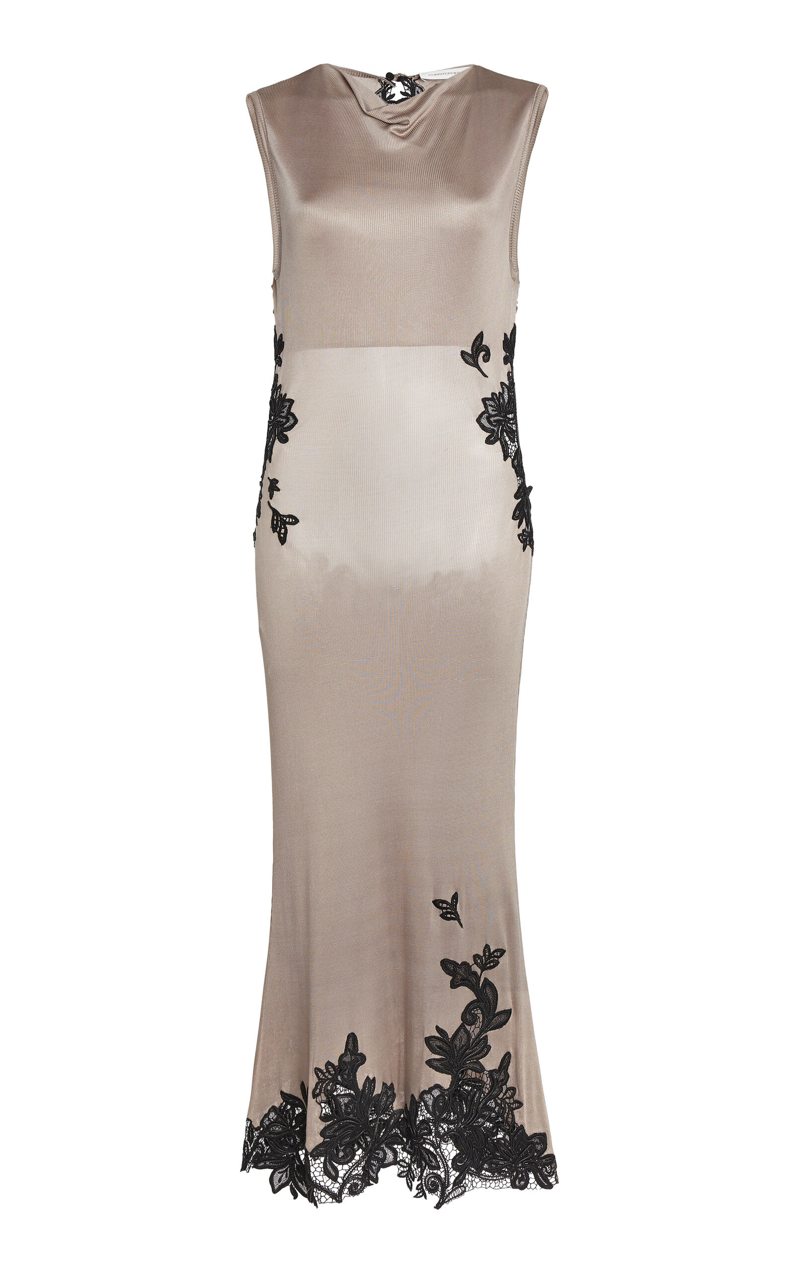 Embroidered Knit Midi Dress taupe - 1