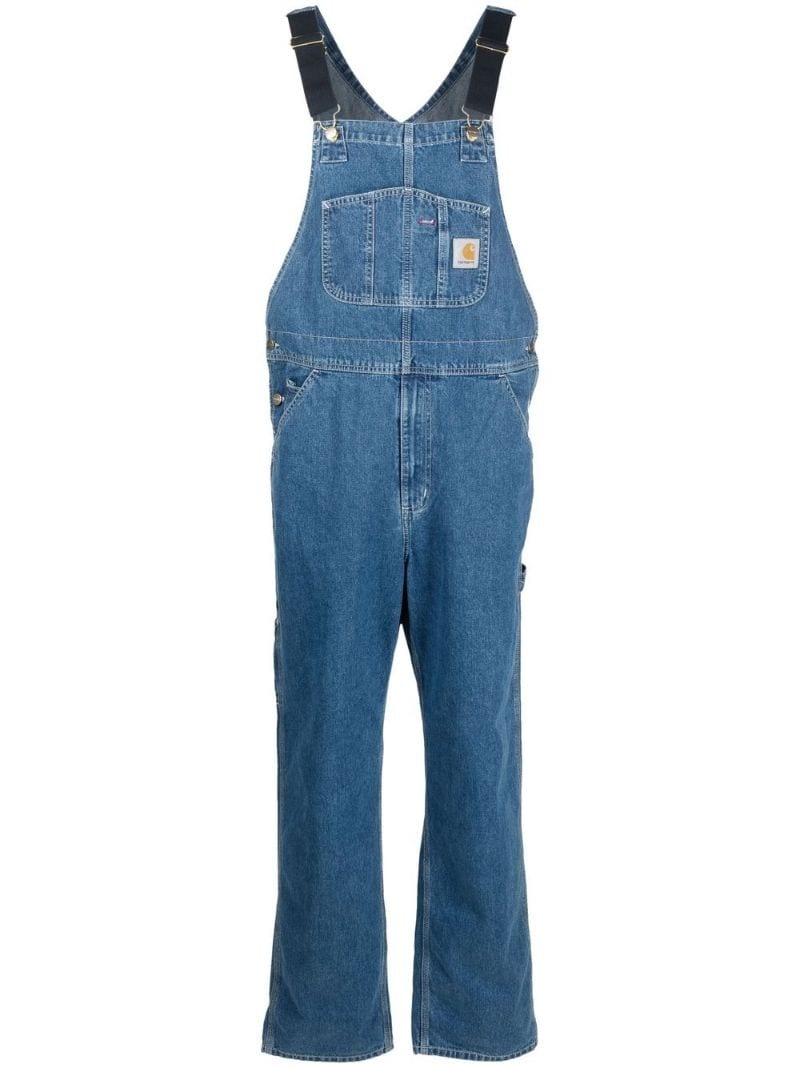 logo-patch straight-leg dungarees - 1