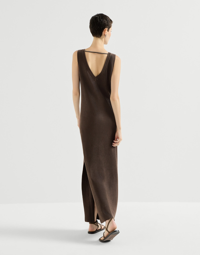 Cotton rib knit dress with monili 3