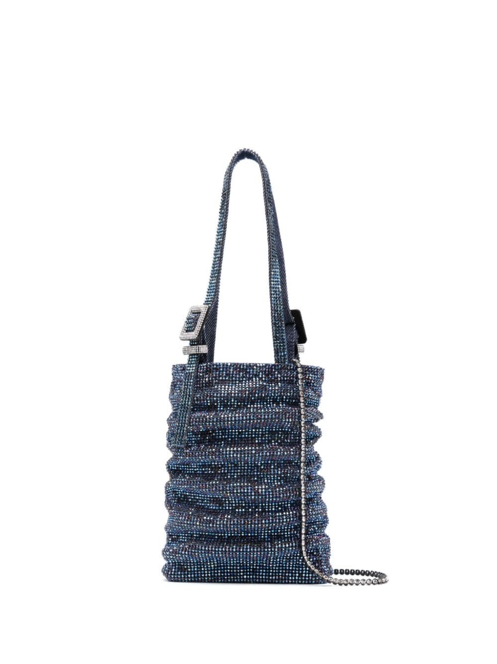 rhinestone-embellished ruched mini bag - 1