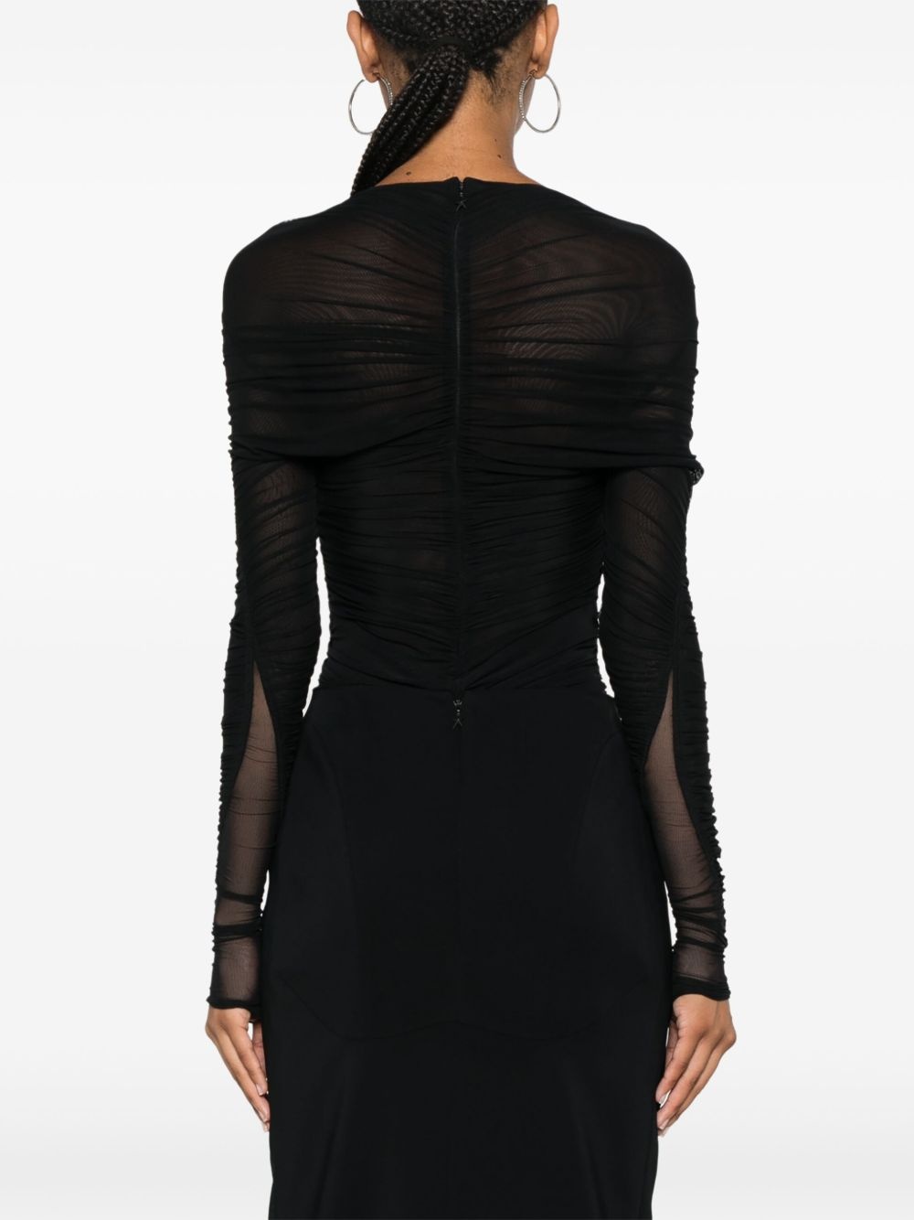 gathered semi-sheer bodysuit - 4