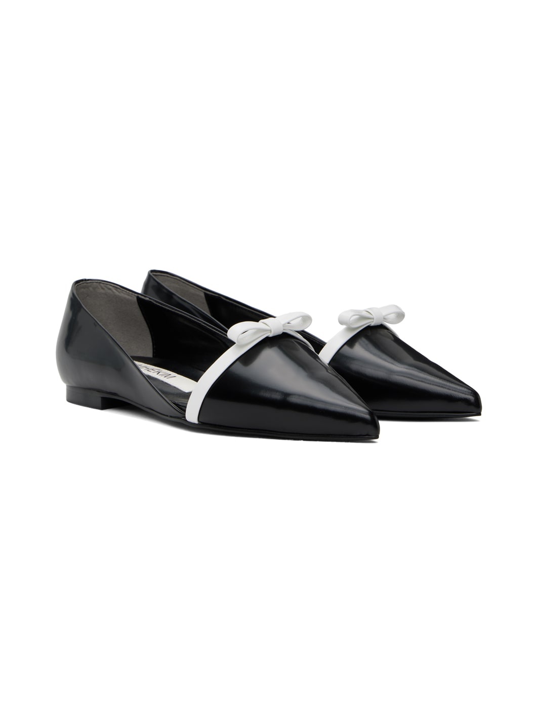 Black & White Gabriel Pointy-Toe Leather Ballerina Flats - 4