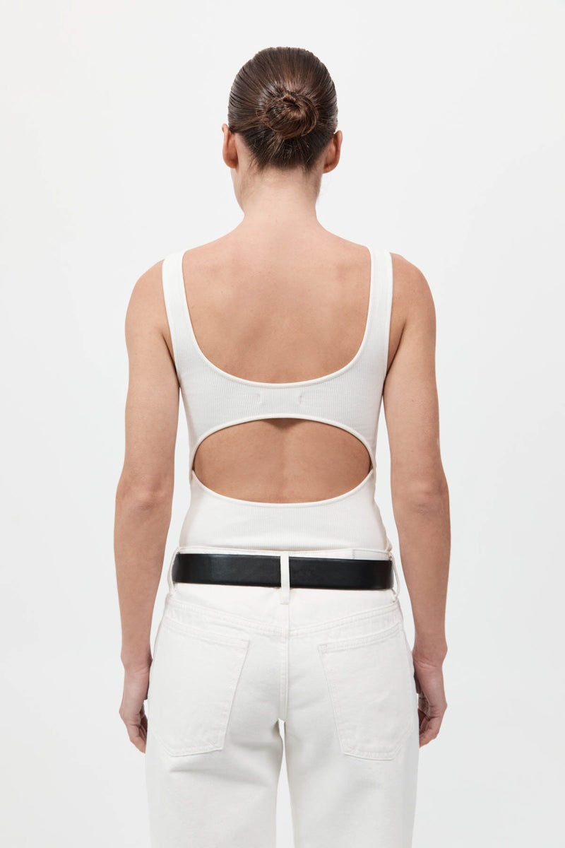Rib Bateau Cut Out Top - White - 5