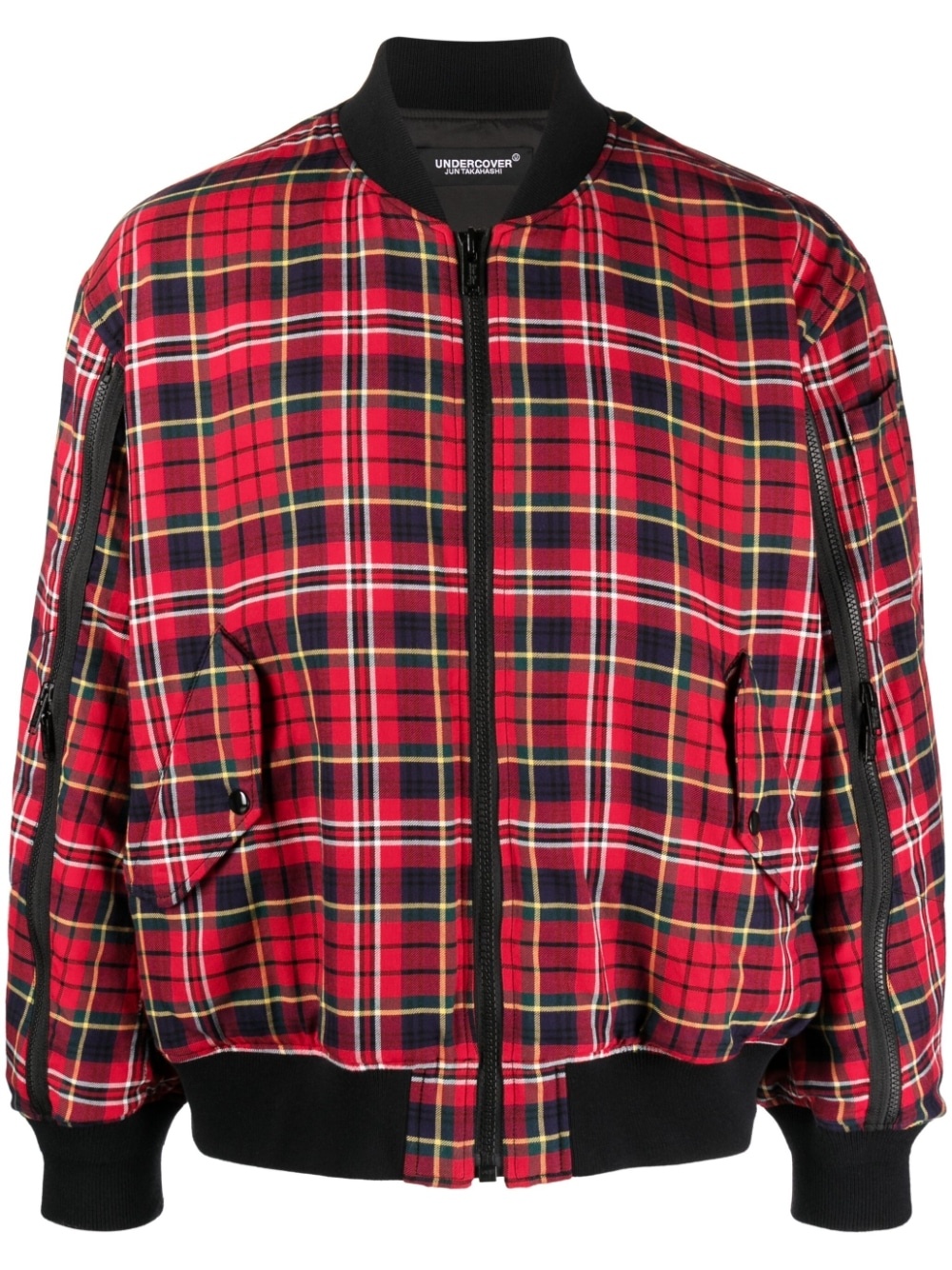 plaid-check print bomber jacket - 1