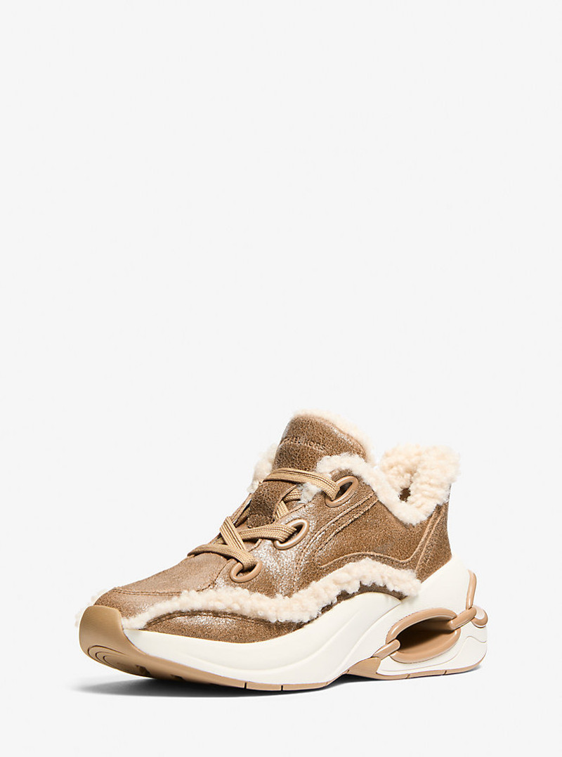 MICHAEL KORS Toni Distressed Leather and Sherpa Trainer outlook