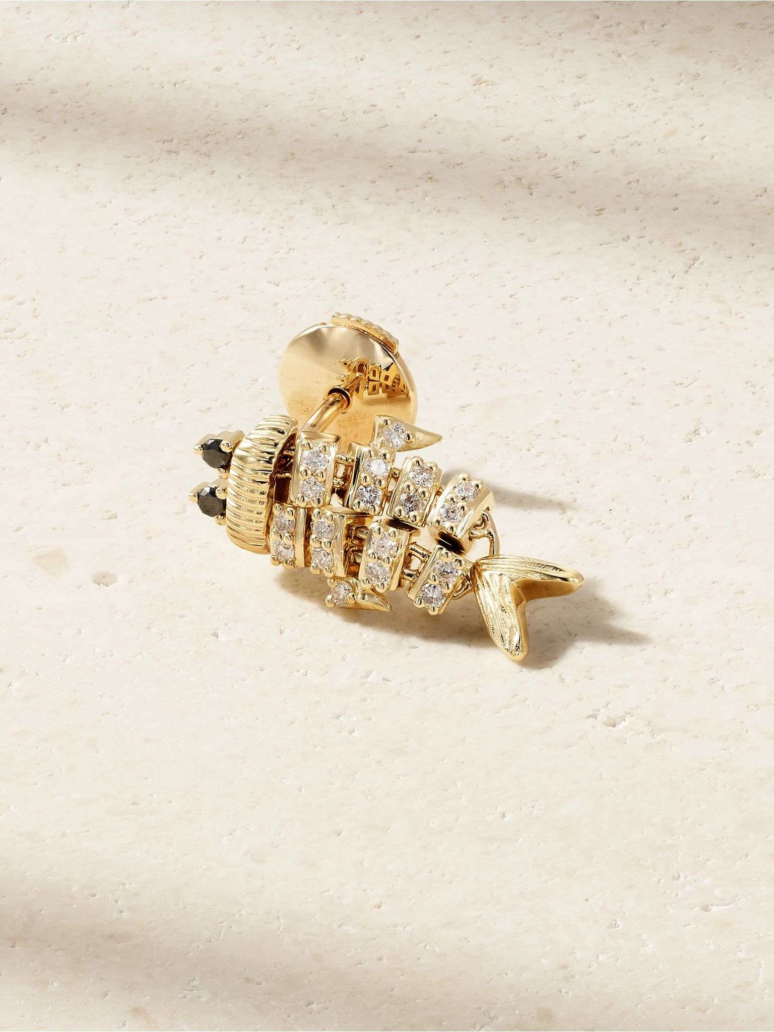 Superfish 9-karat gold diamond single earring Gold - 1