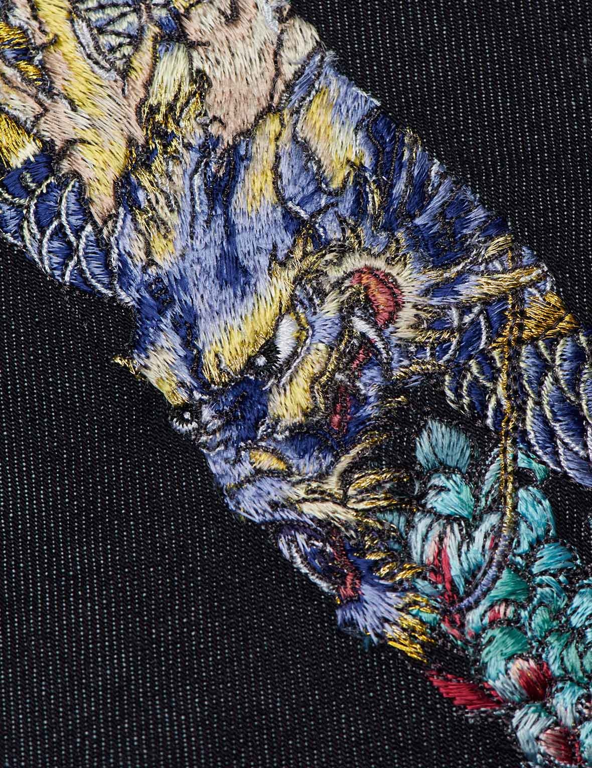 MULTICOLOR DRAGON DAICOCK EMBROIDERED CARROT FIT JEANS #2017 - 8