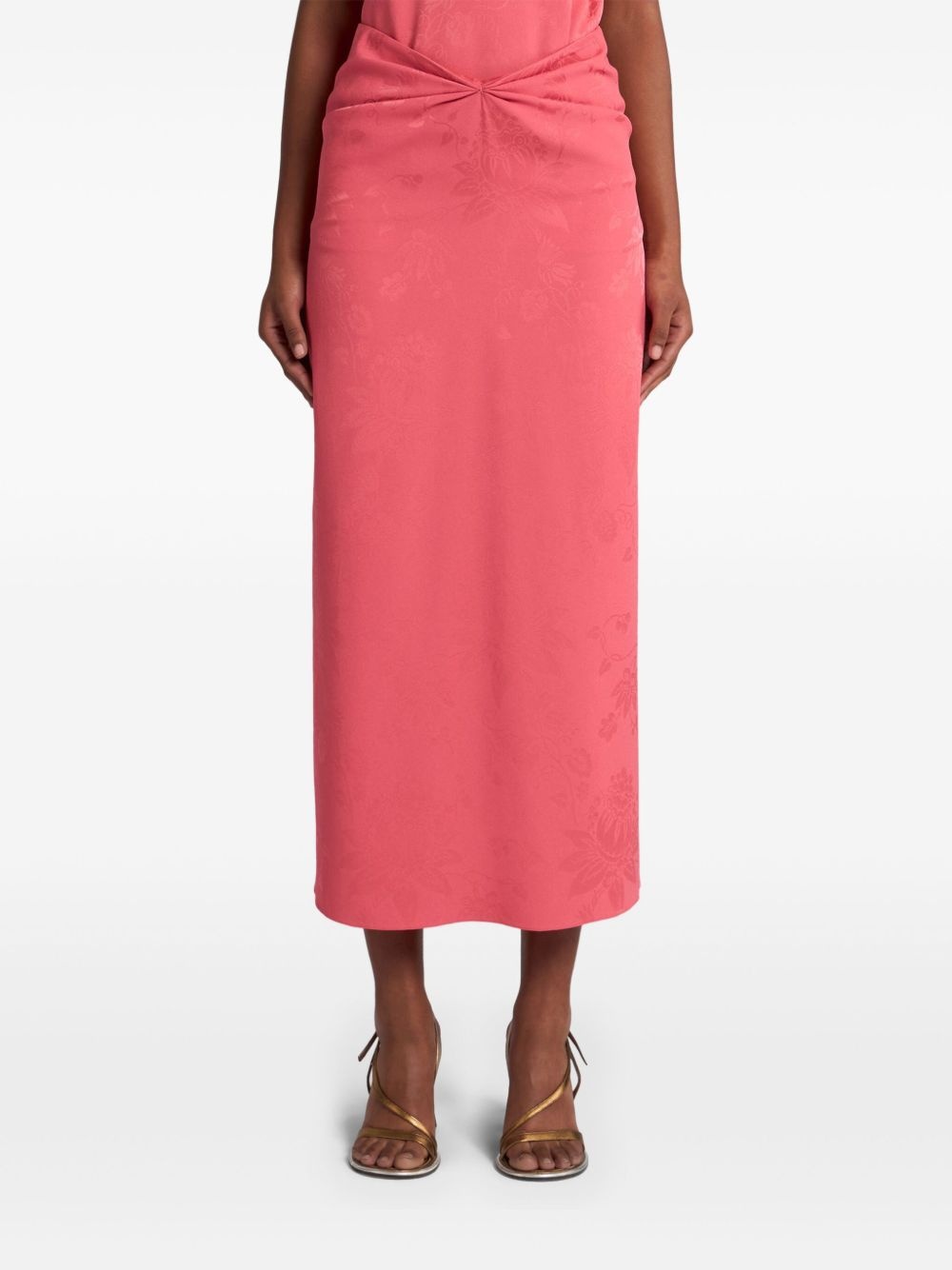 floral-jacquard midi skirt - 3