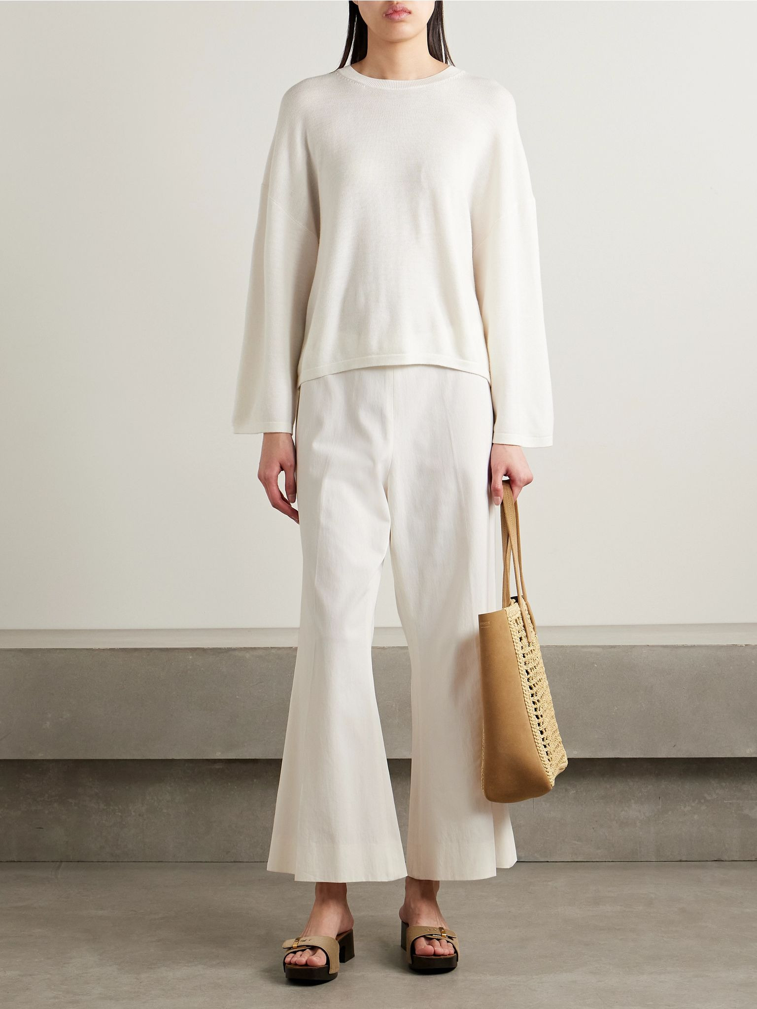 Walter cotton-canvas flared pants Cream - 2