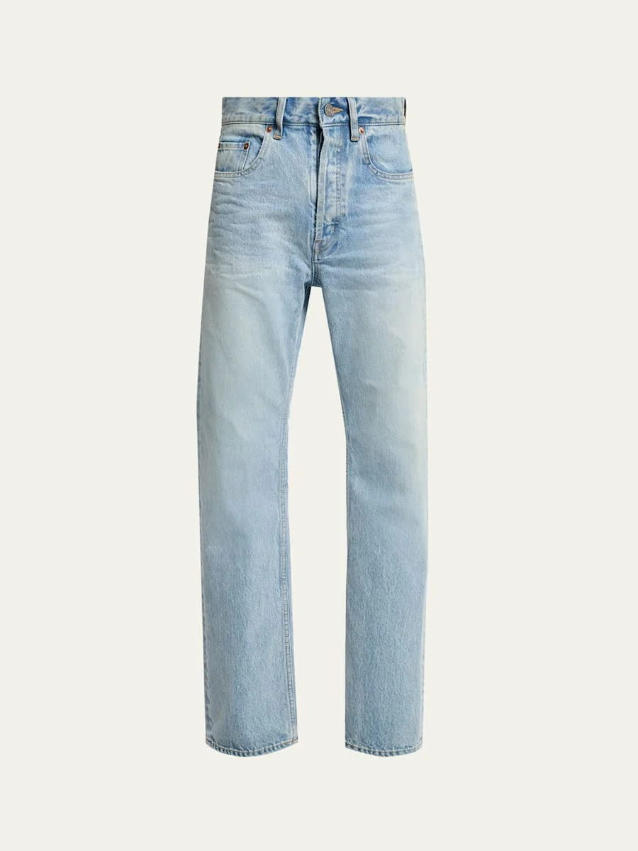 Men's Aged Denim Straight-Leg Jeans - 1