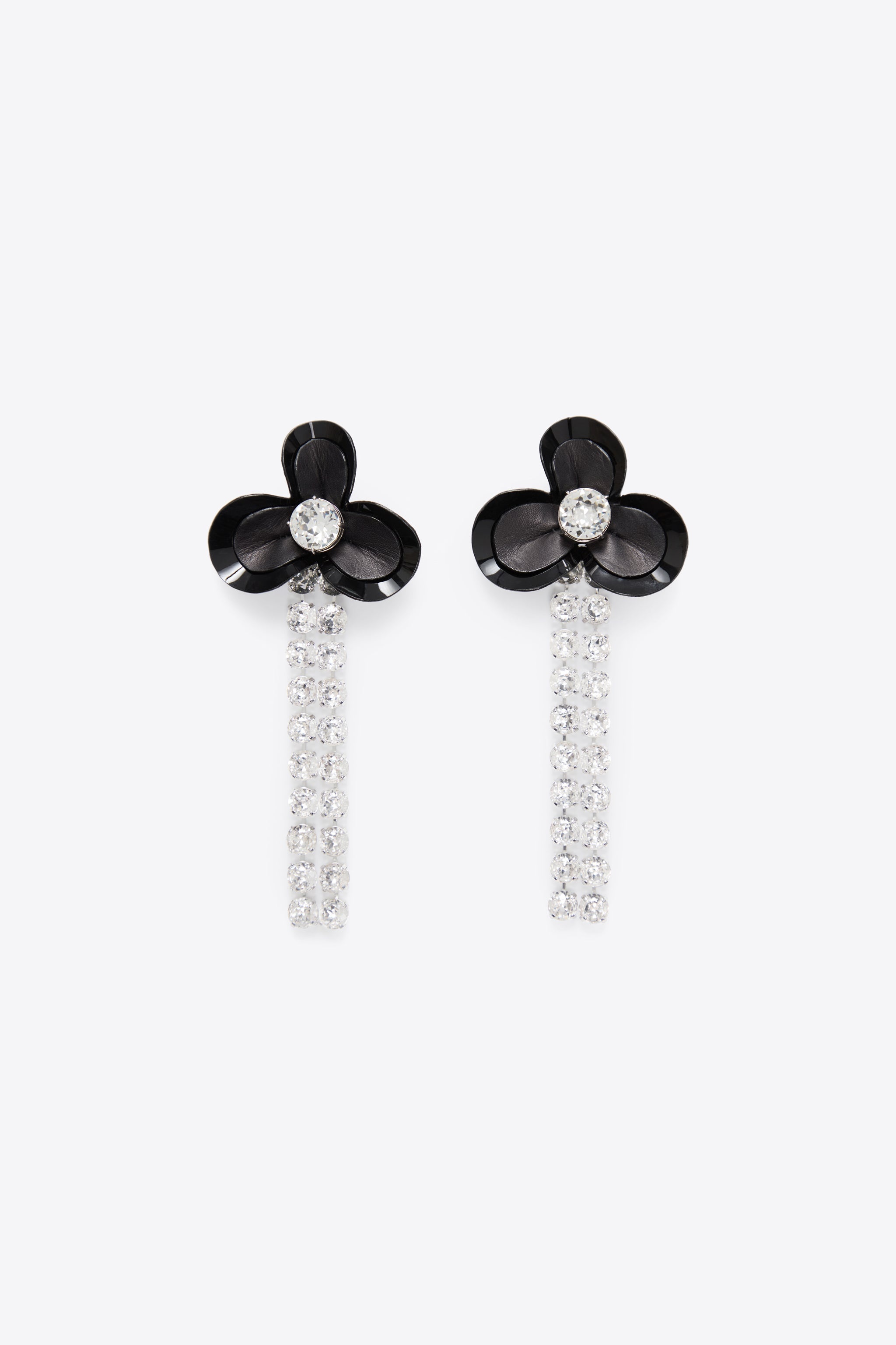 LEATHER FLOWER CHANDELIER EARRINGS - 1