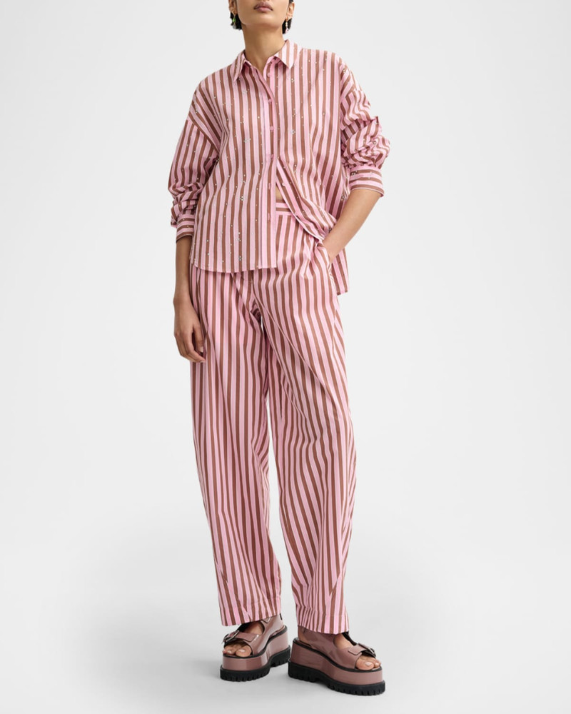 ESSENTIEL ANTWERP Jelief Rhinestone Striped Button-Front Shirt outlook