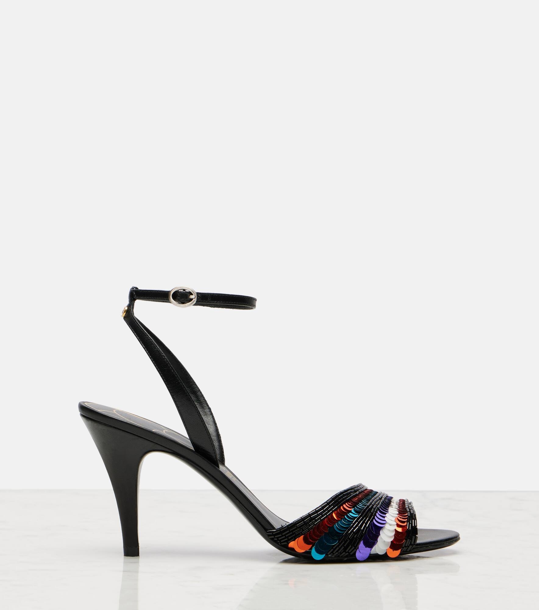 Sequined leather sandals - 4