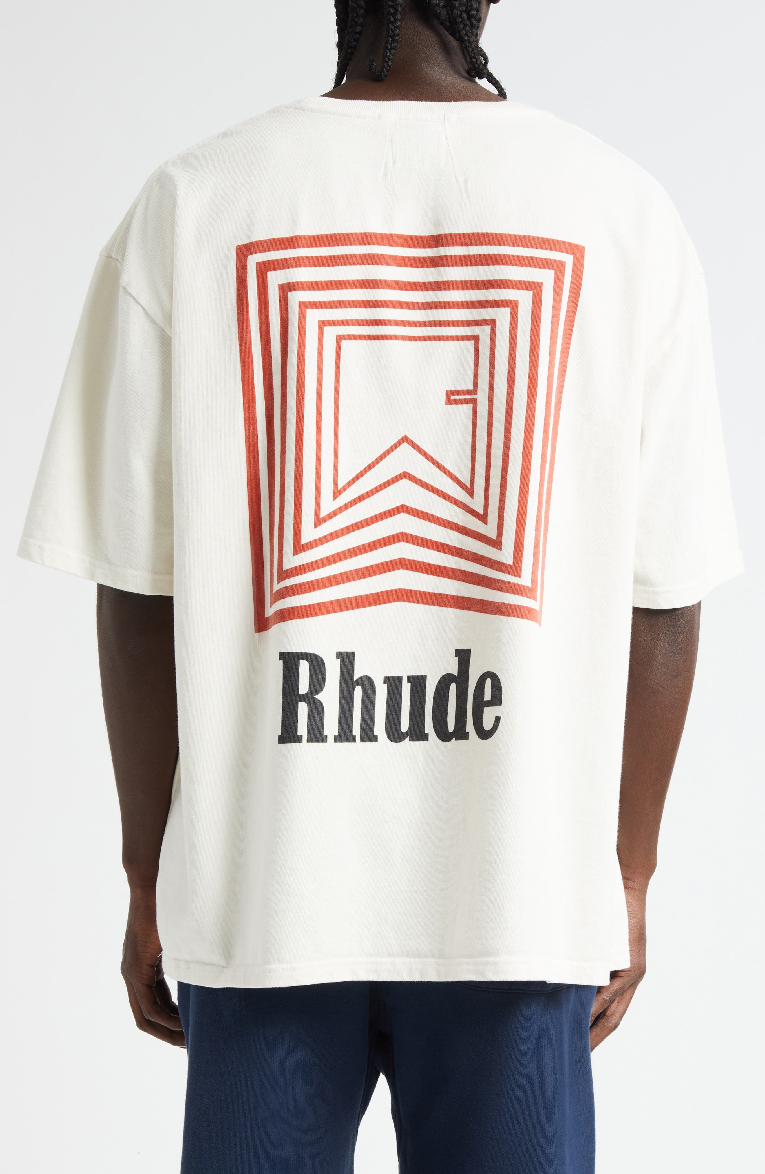 Rhude Chevron Logo Repeat Graphic T-Shirt in Vintage White at Nordstrom - 3