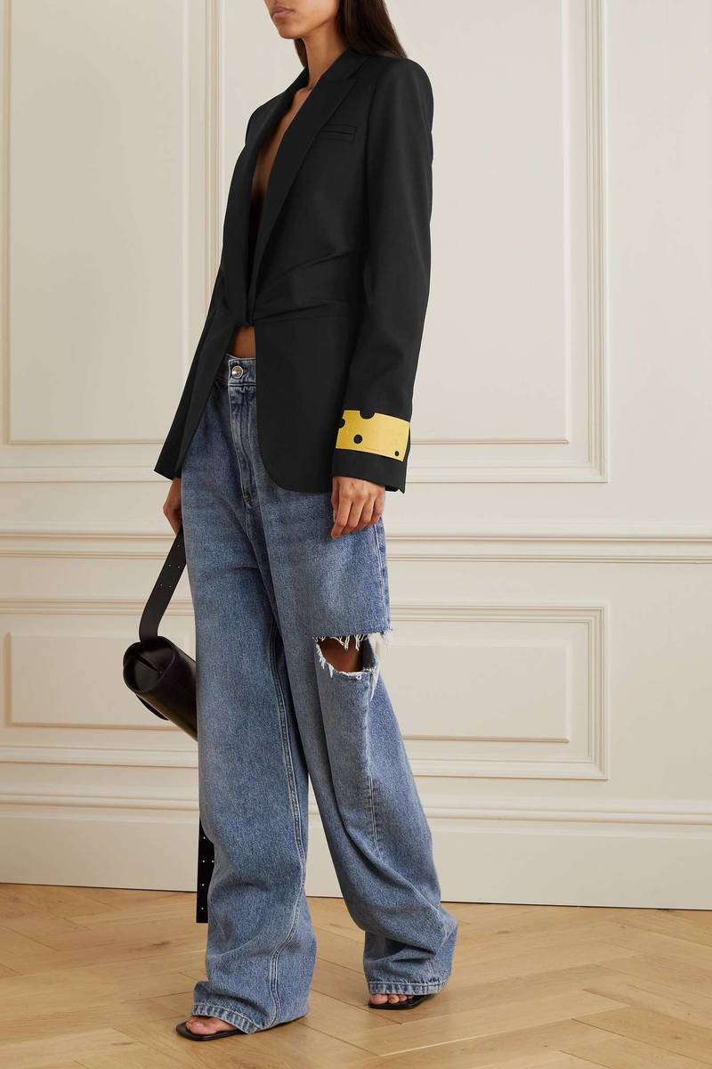 Off-White Twist-front appliquéd woven blazer outlook